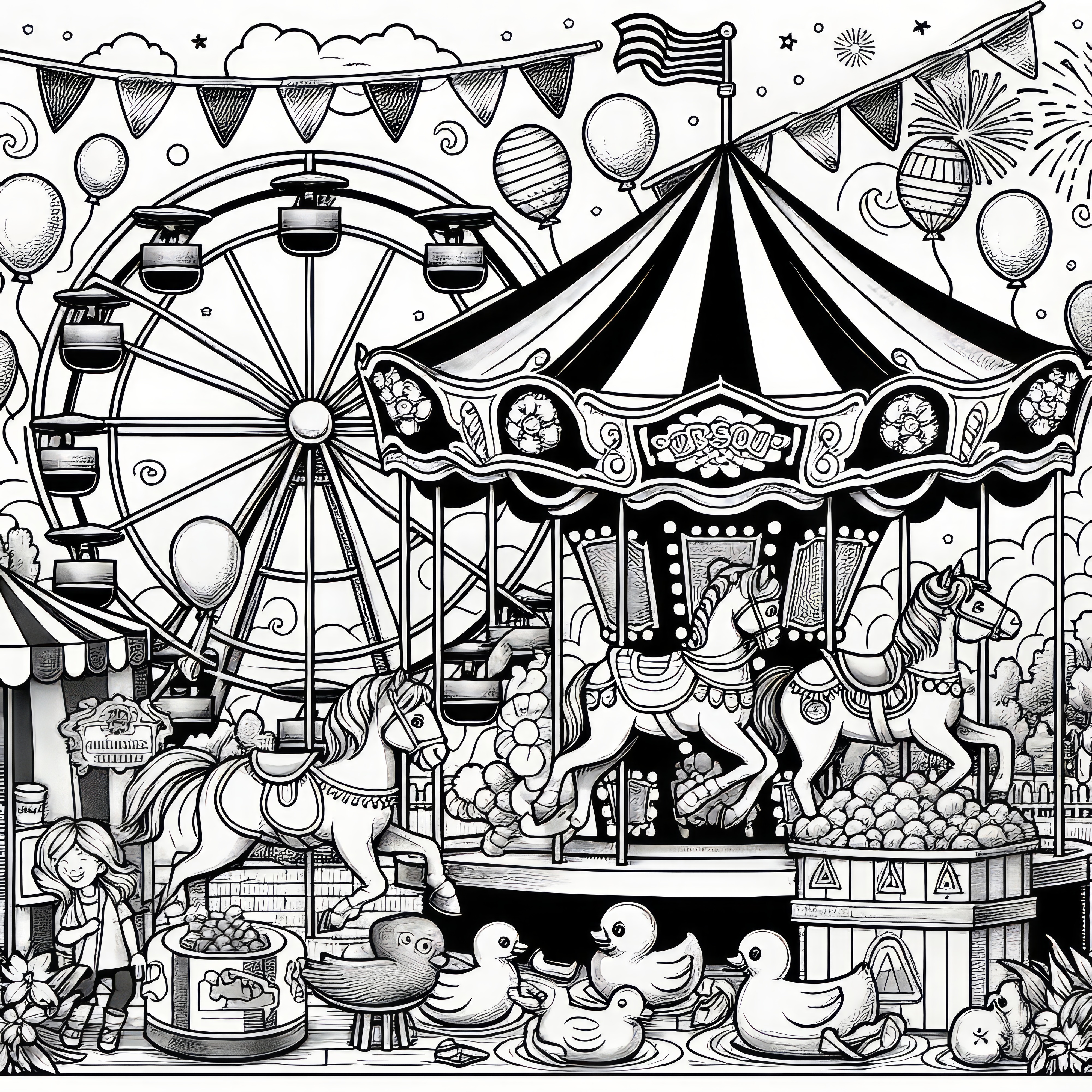 Hidden picture amusement park for coloring (Free)