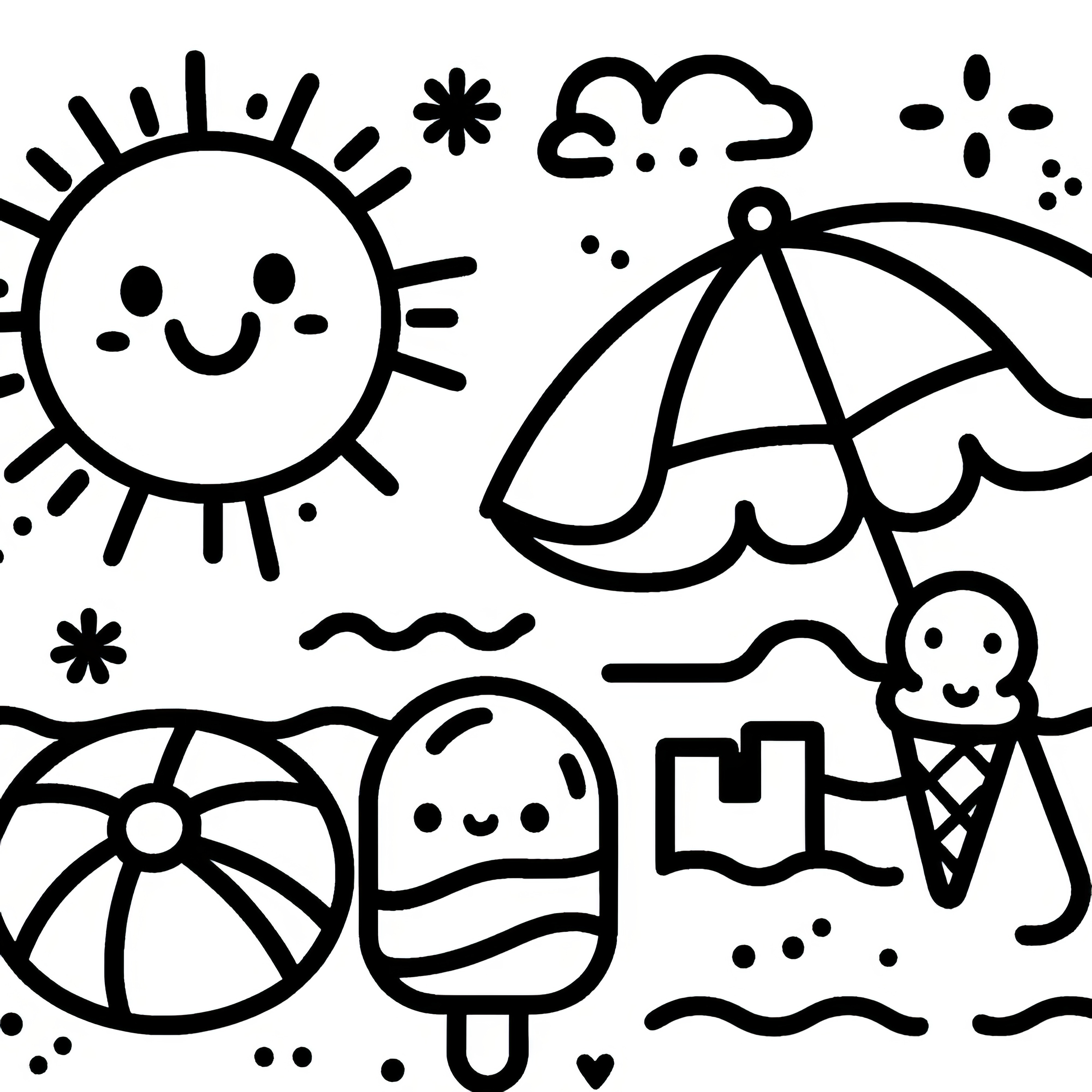 Simple motifs at the beach for coloring (Free)