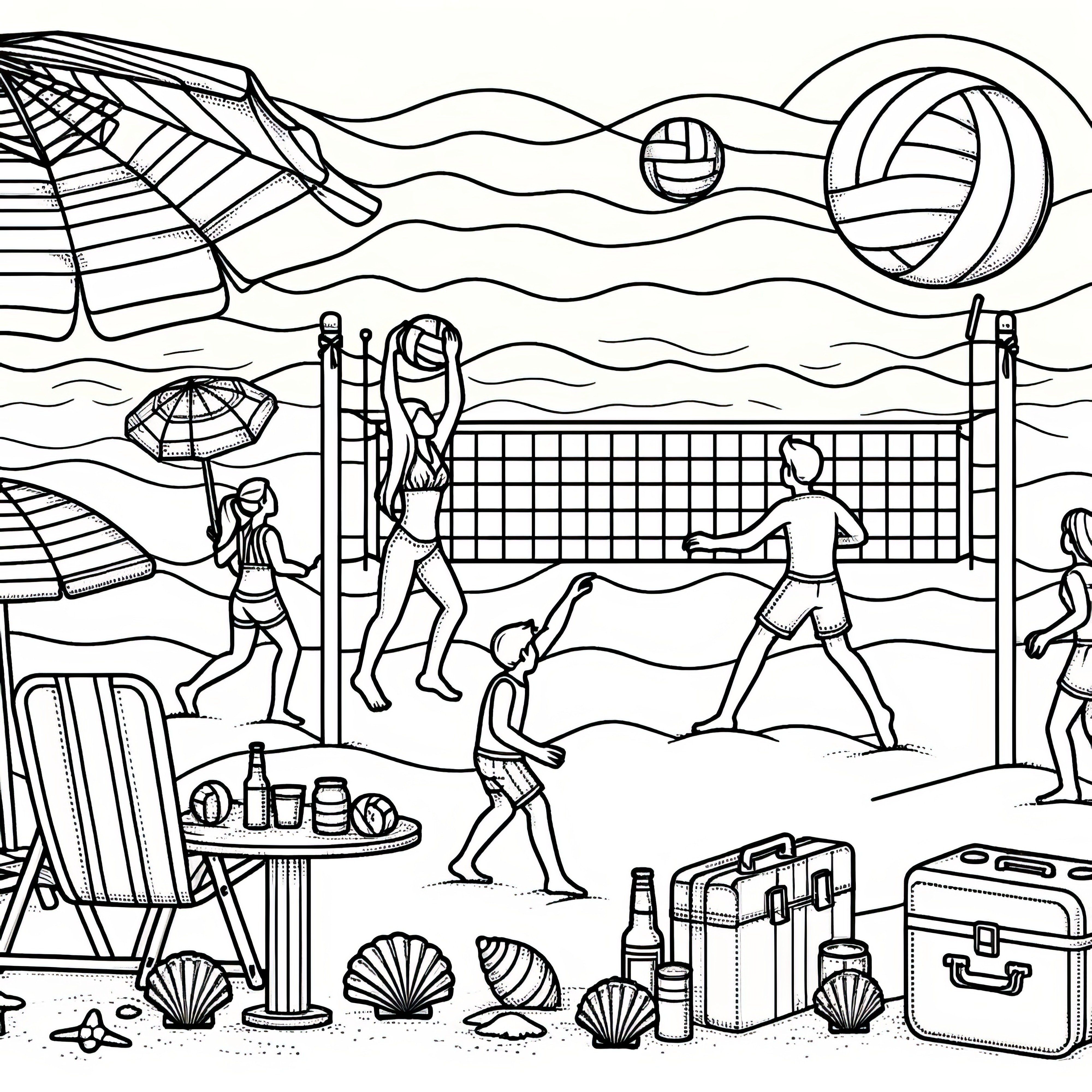 Beach volleyball coloring page free