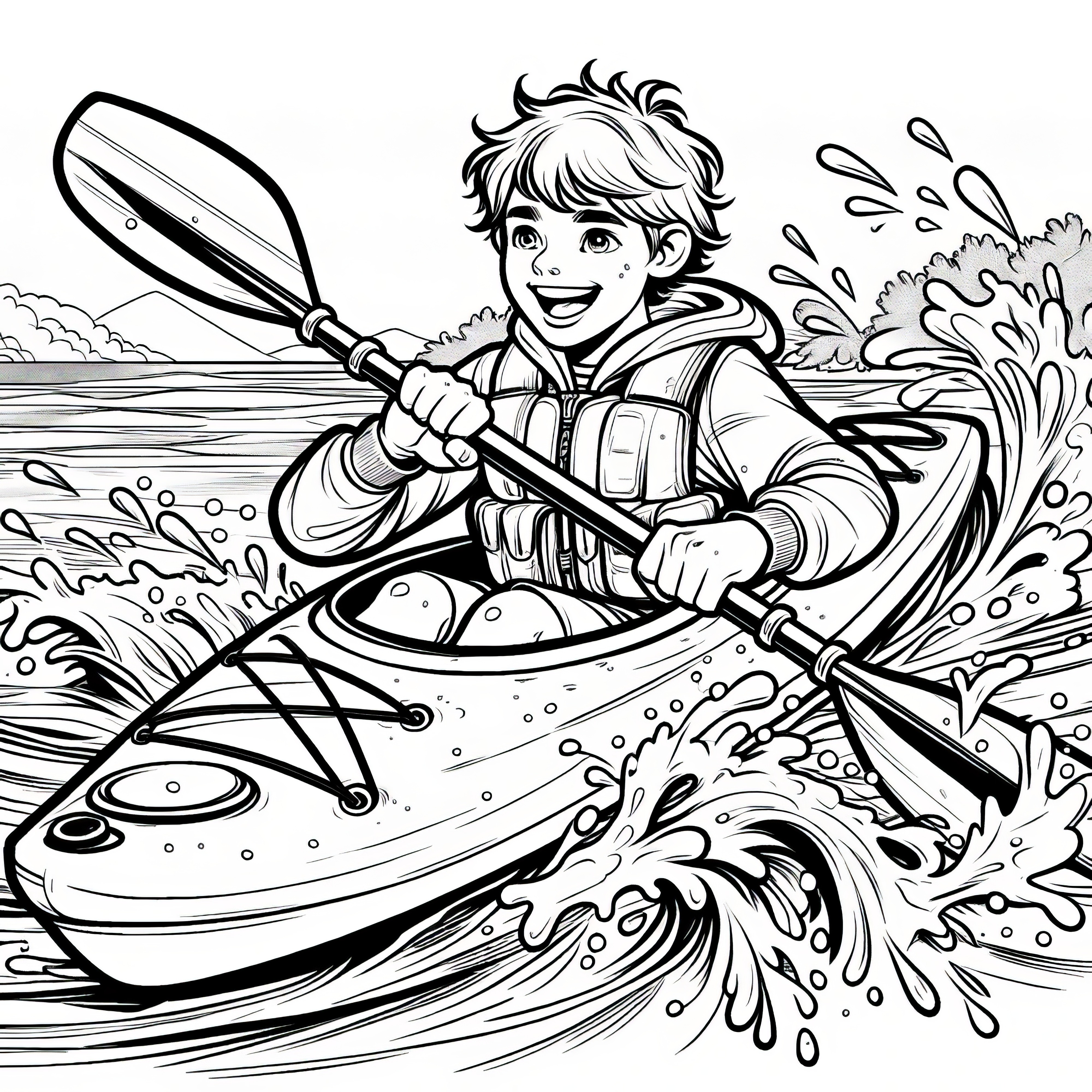 Canoeing: Summer coloring sheet (Free)
