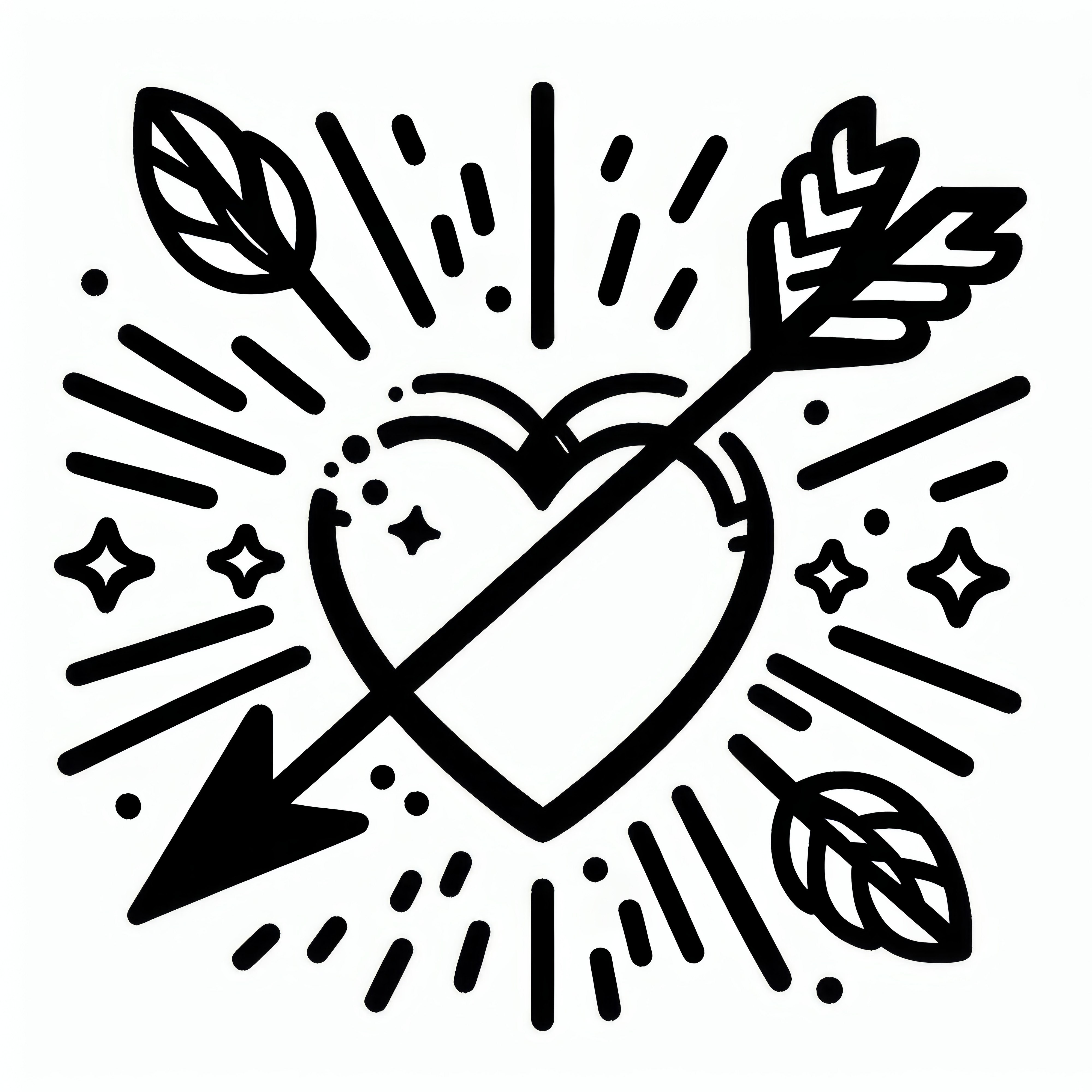 Inimă cu săgeată Cupidon: Model simplu de colorat pentru Ziua Îndrăgostiților (Gratuit)
