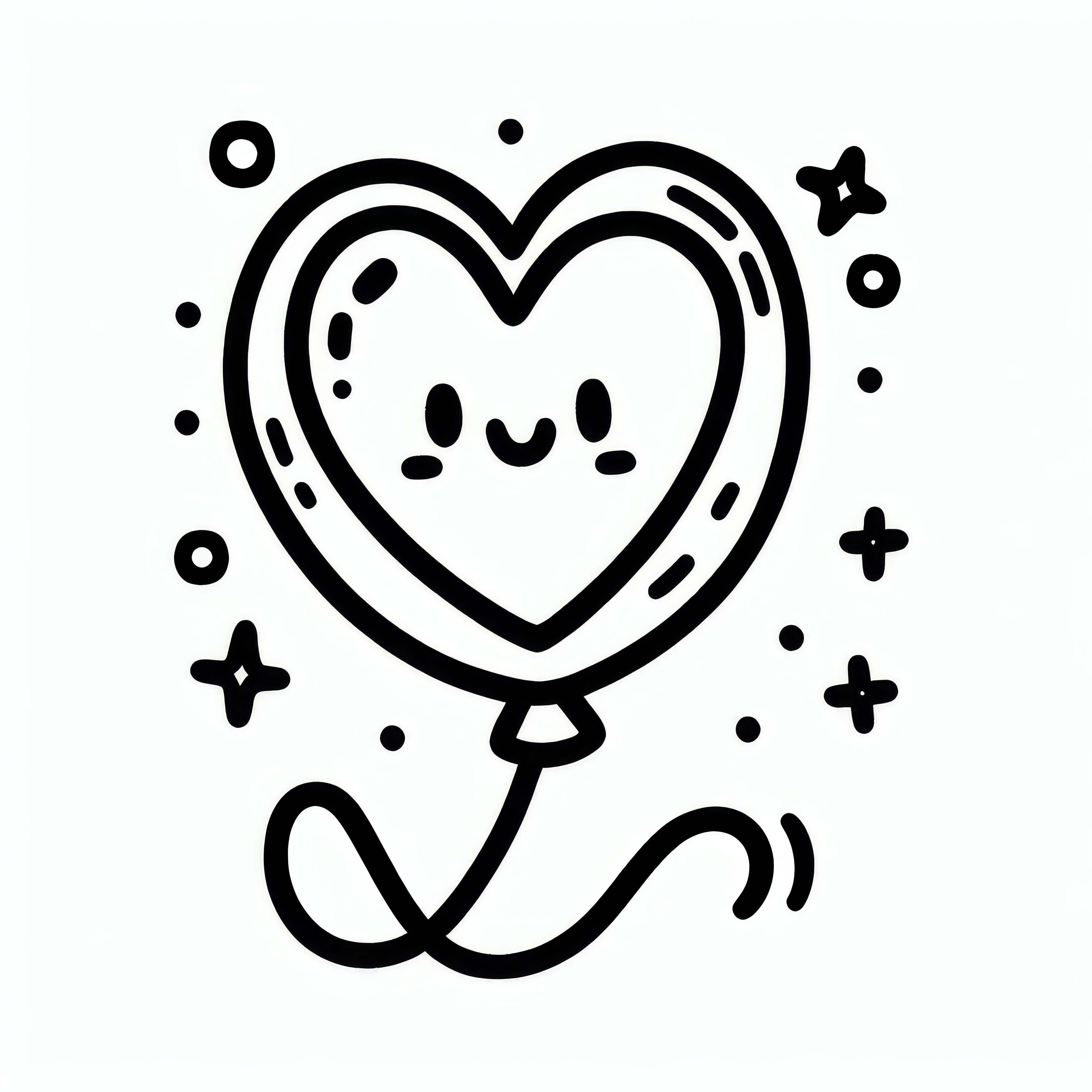 ハート型バルーン1枚：バレンタインデーの塗り絵ページ（無料）