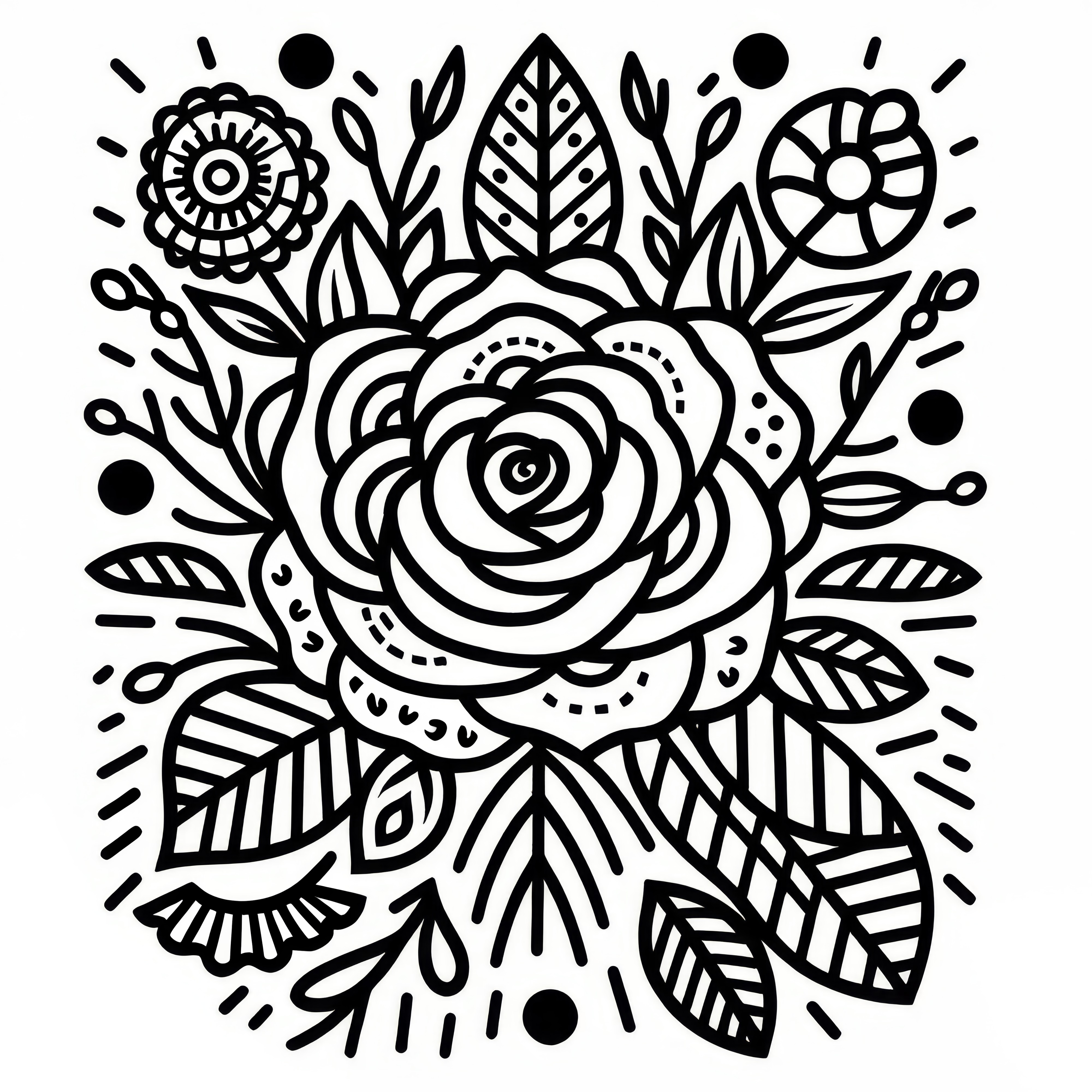 Rose for Valentine's Day: Simple coloring page (Free)