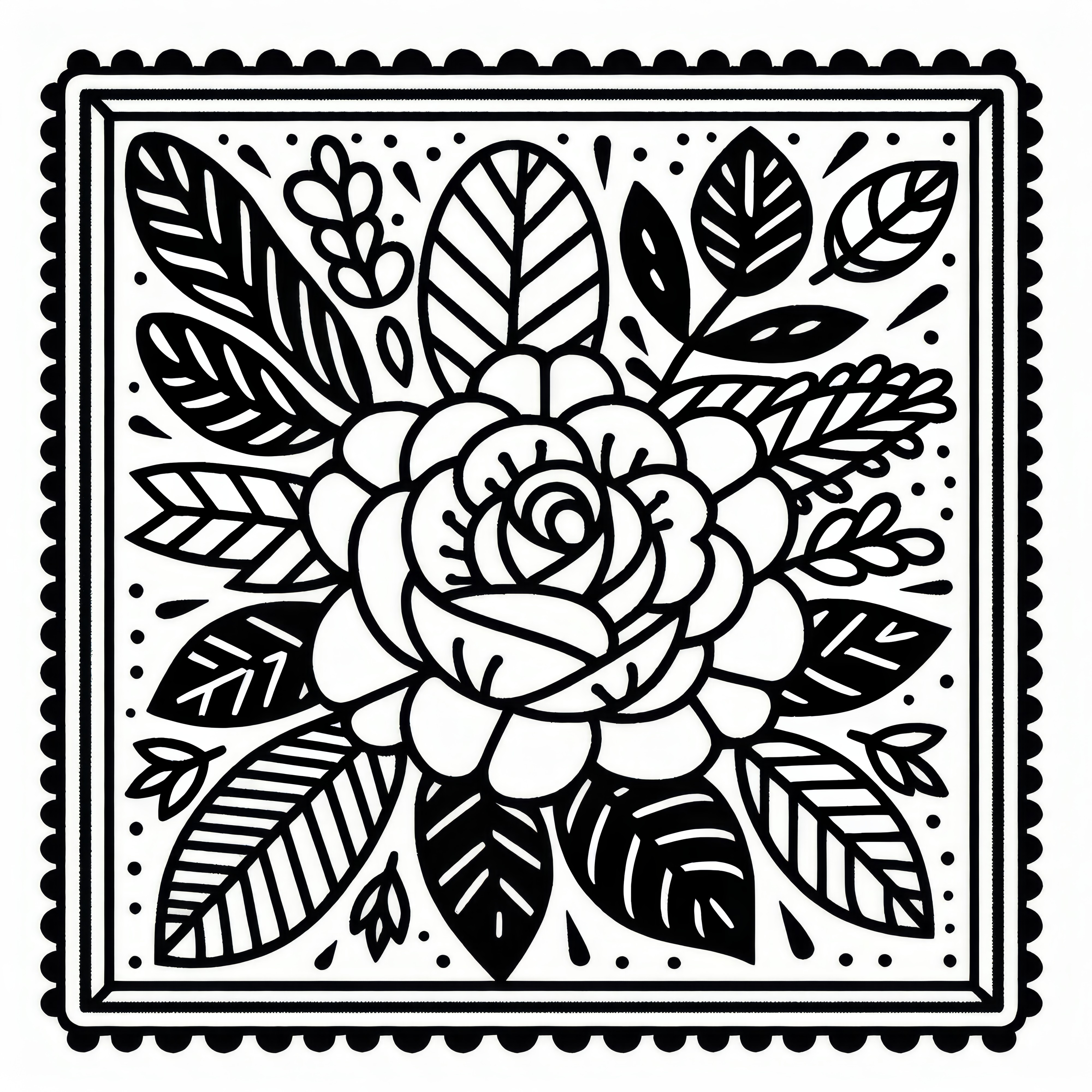 Floare de trandafir pentru Ziua Îndrăgostiților: Model de colorat simplu (Gratuit)