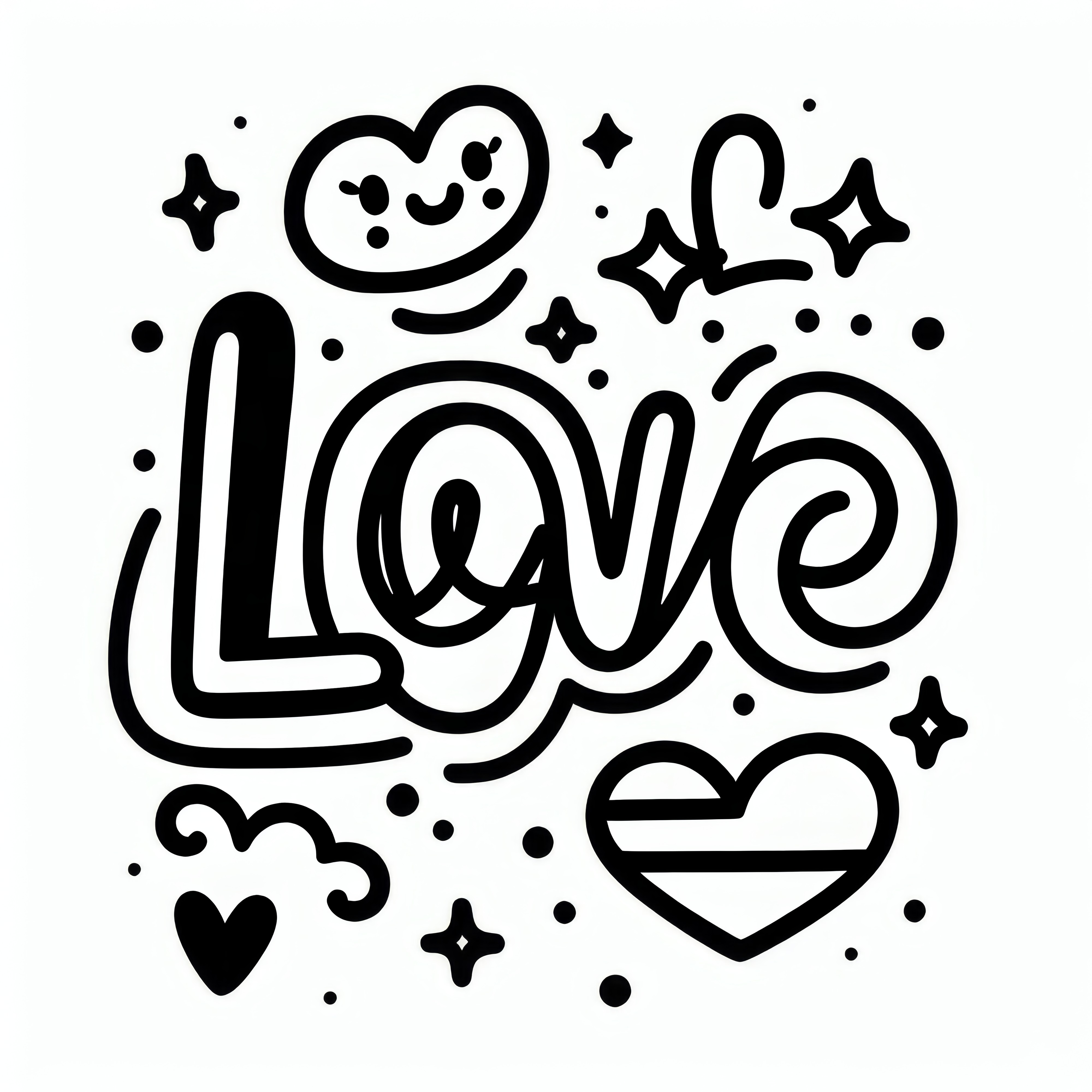 Inscripție "Love" de Ziua Îndrăgostiților: Desen simplu gratuit de descărcat
