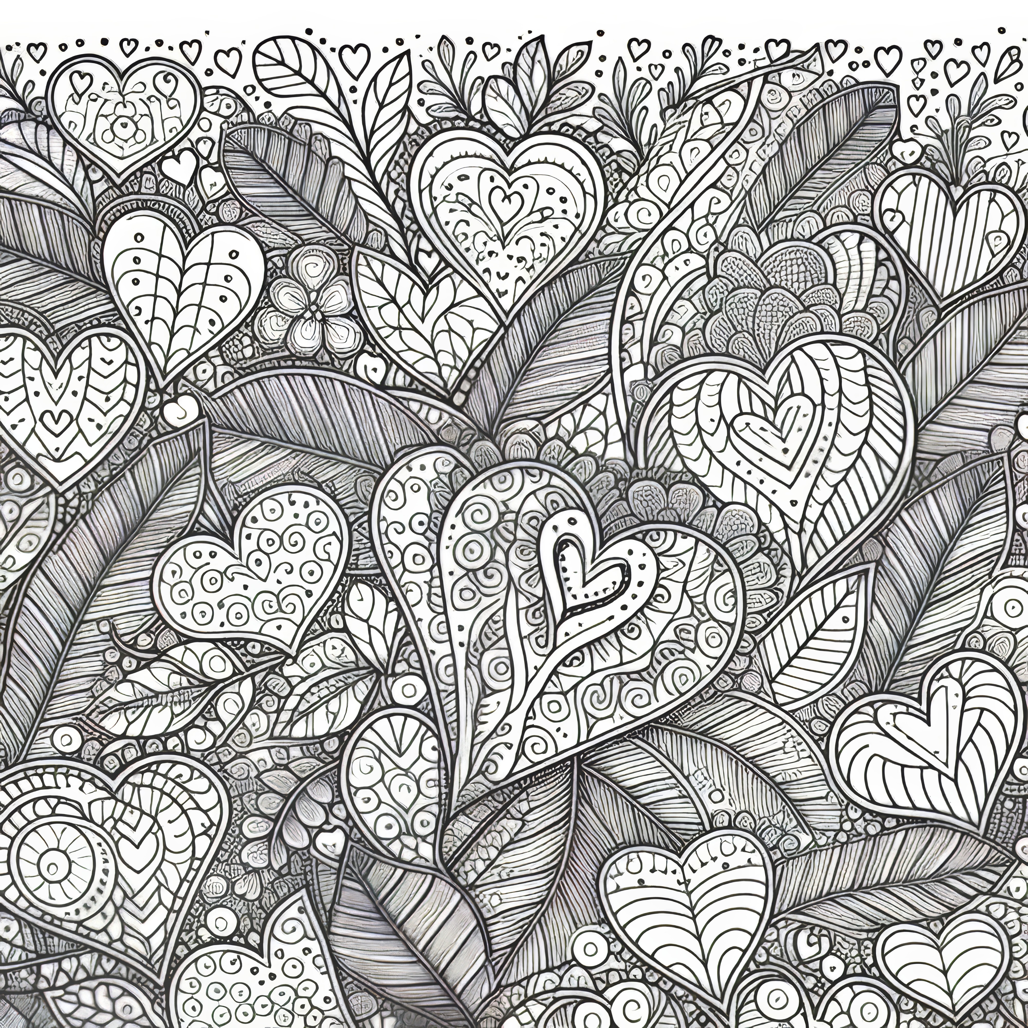 Many hearts in the pattern: Valentine's Day coloring page (Free)