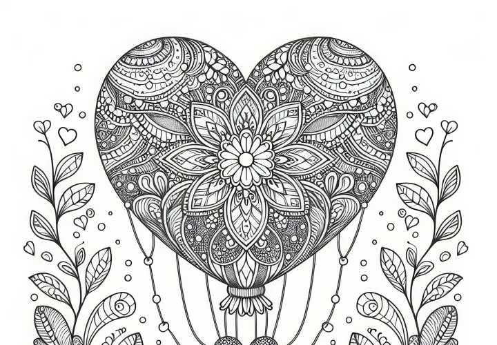Egyetlen szív lufiballon: Ingyenes színezőlap Valentin-napra