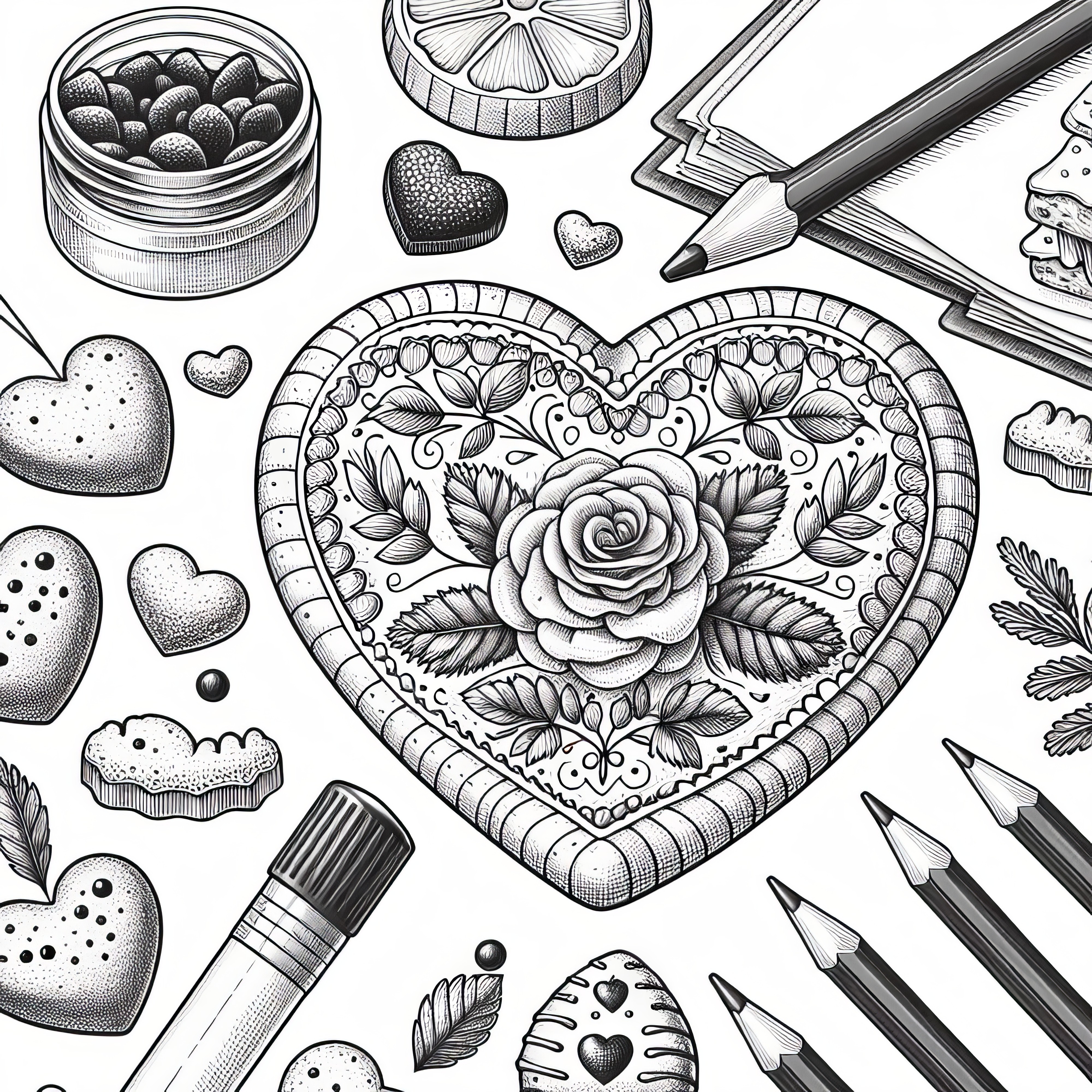 Download free coloring page of heart-shaped cookie for Valentine's Day