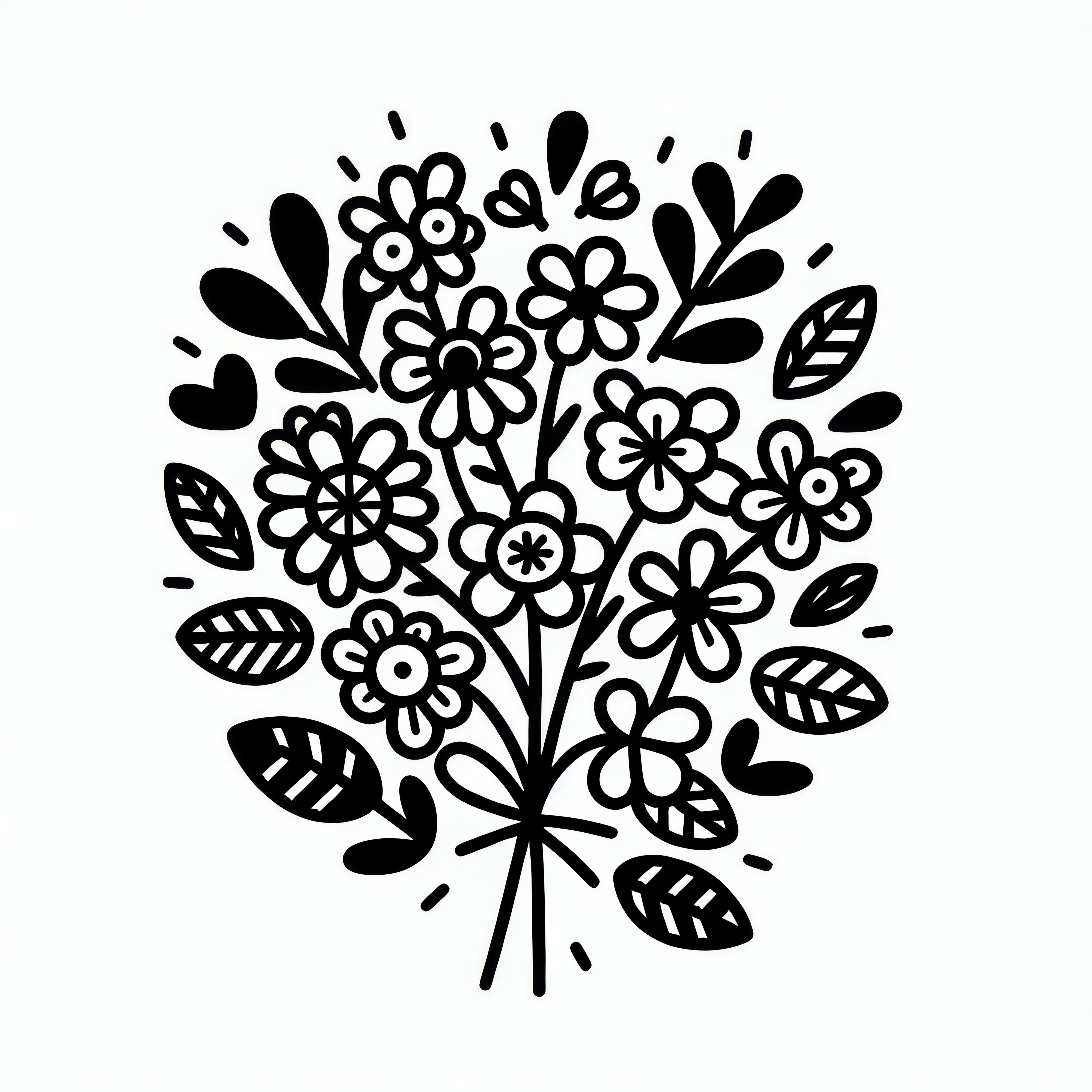 Blomsterbuket til Valentinsdag: Enkel tegneside for børn (Gratis)