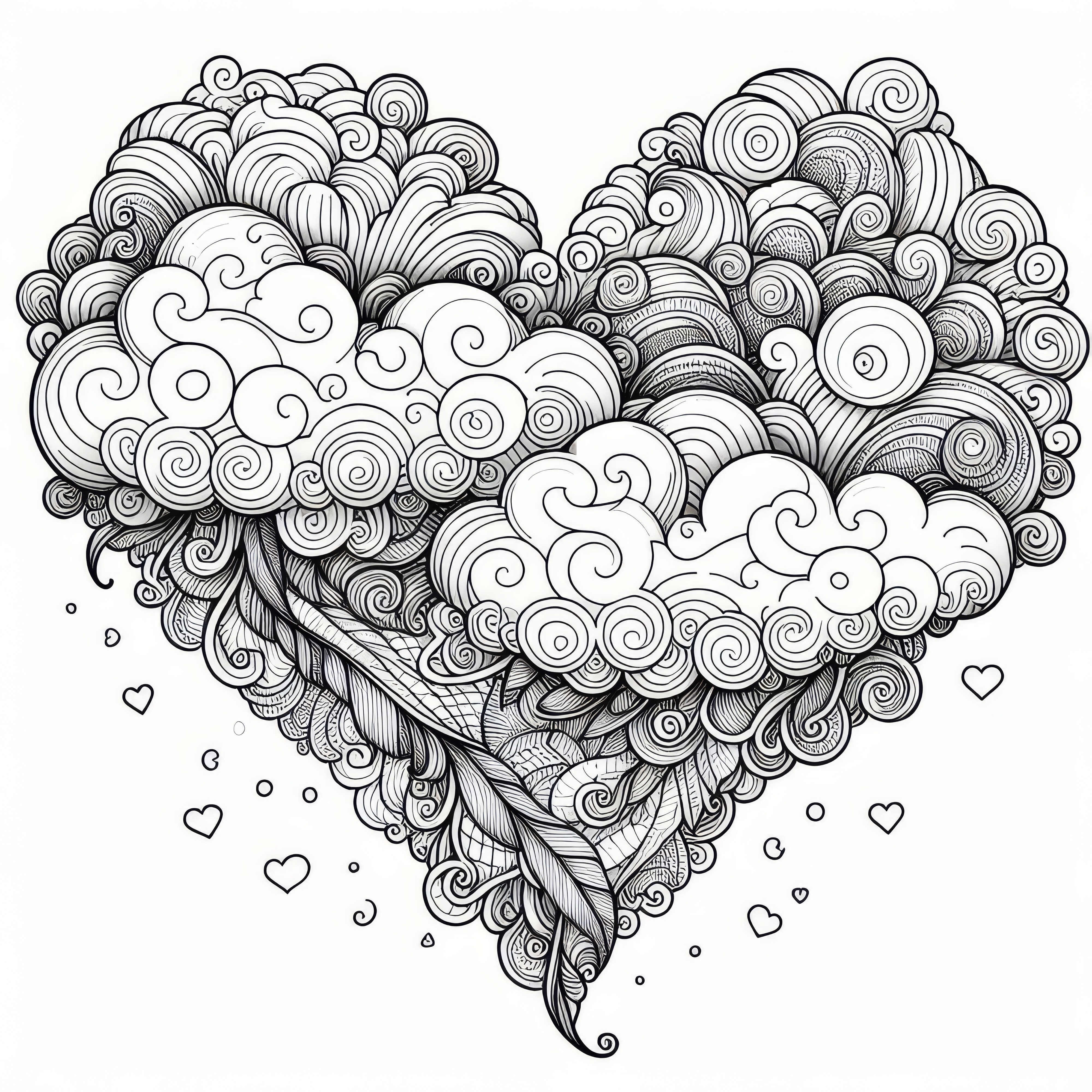 Romantic cloud in the shape of a heart: Coloring page for Valentine's Day (Free)