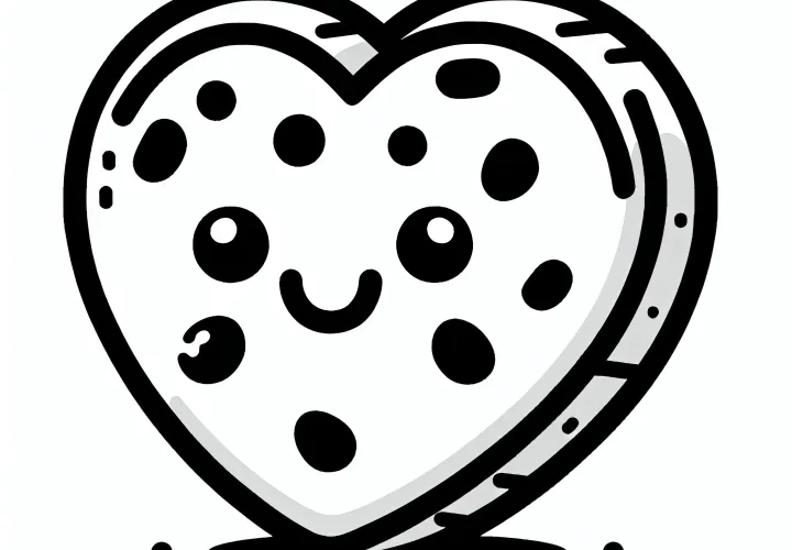 Szív alakú keksz Valentin-napra: Egyszerű kifestő kép gyerekeknek (Ingyenes)