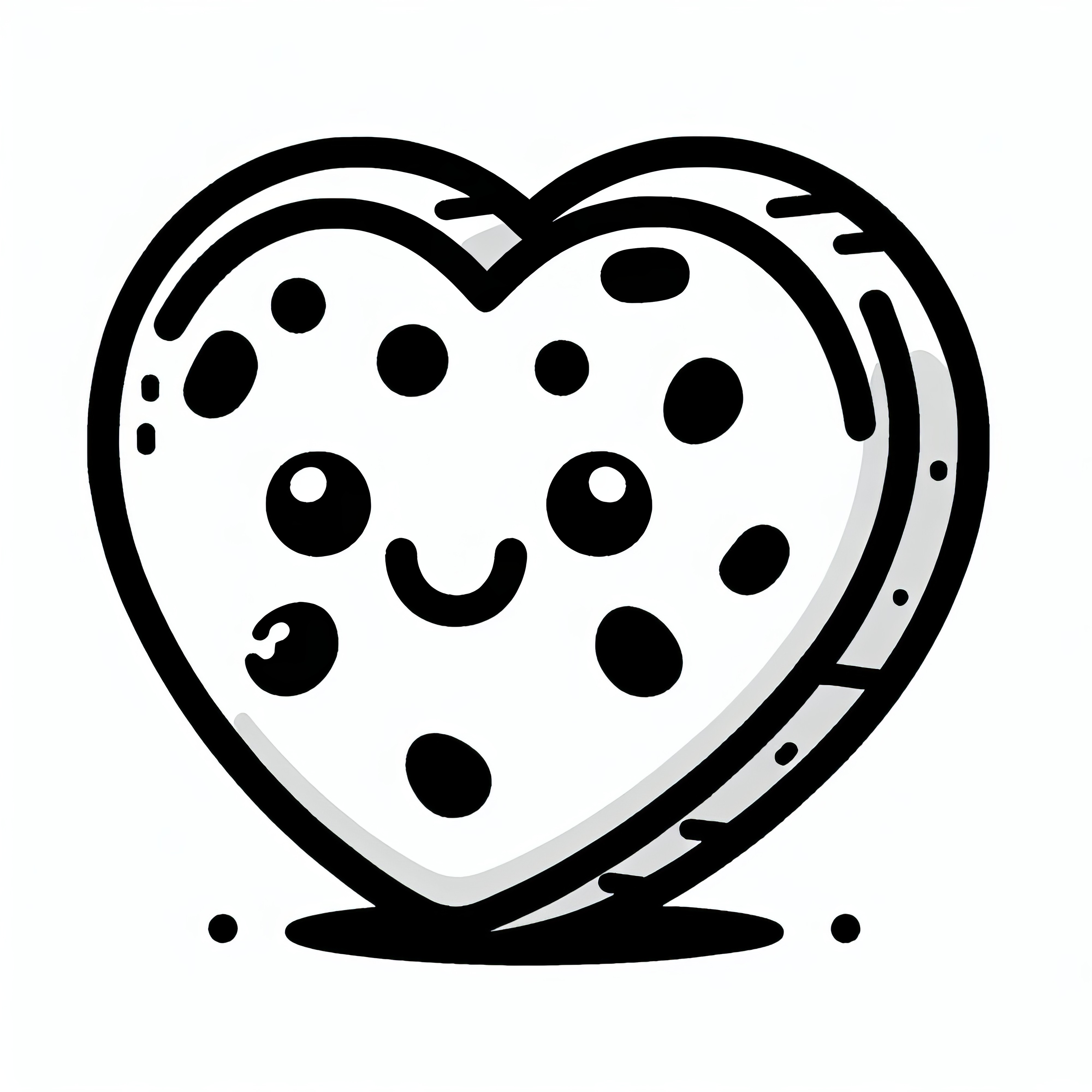 Cookie in heart shape for Valentine's Day: Simple coloring page for children (Free)