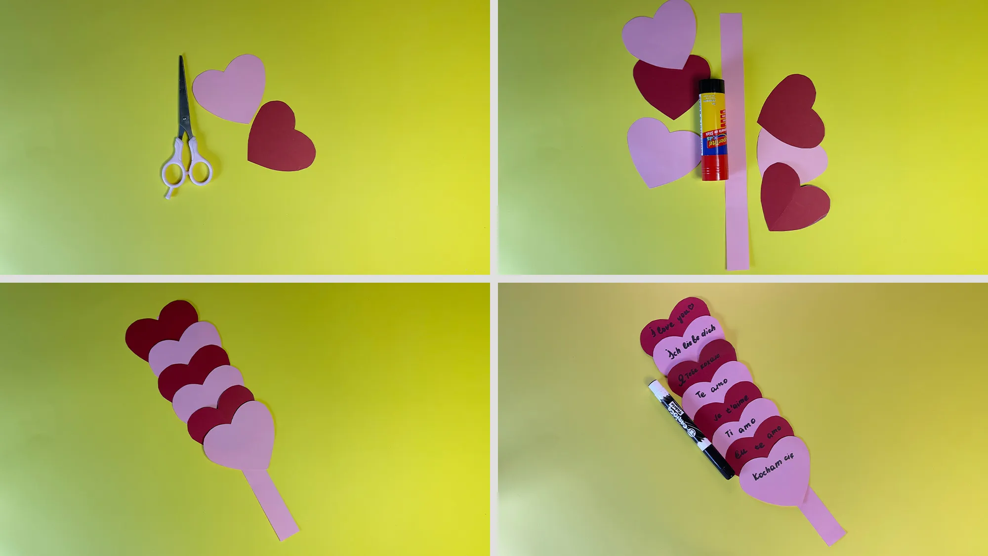 Romantic love letter in many languages: Step-by-step instructions. The picture 4