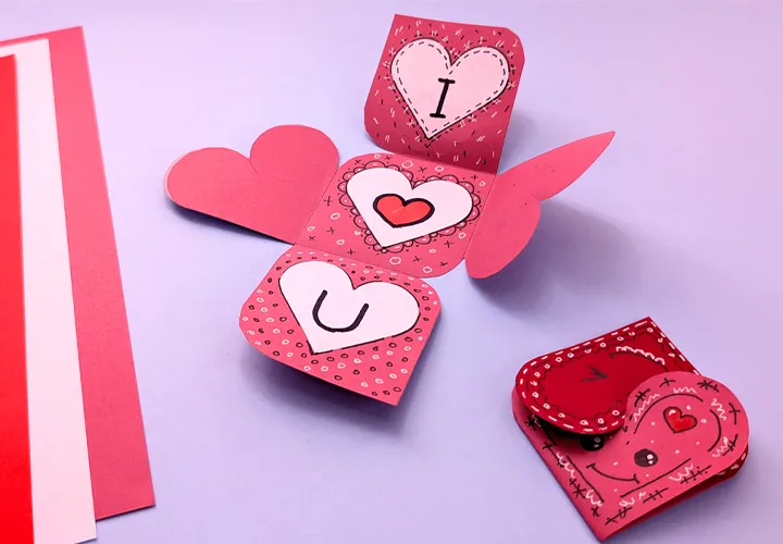 Kartu Pop-up DIY: panduan dengan video & foto untuk Hari Valentine