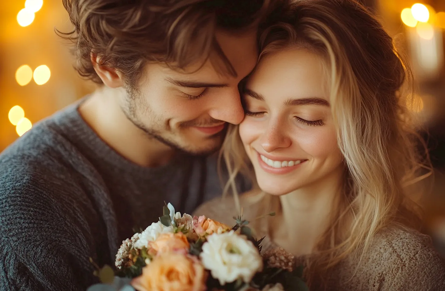 Chaleureuses félicitations pour la Journée internationale des femmes pour mon amour : Une table du petit déjeuner joliment dressée avec des tulipes crème, du thé et une carte de vœux avec un motif floral. Une surprise romantique
