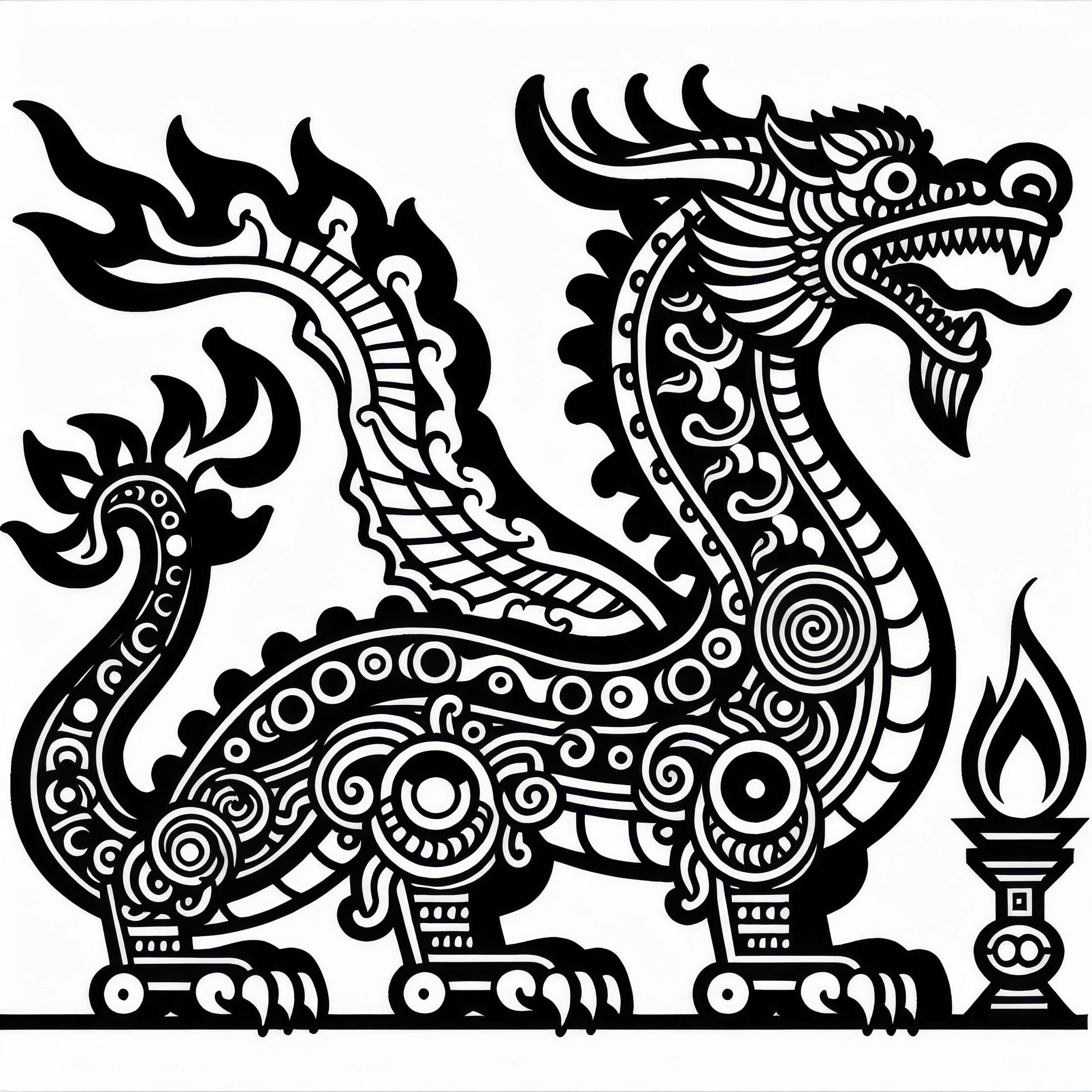 Old dragon as a simple coloring template (Free)