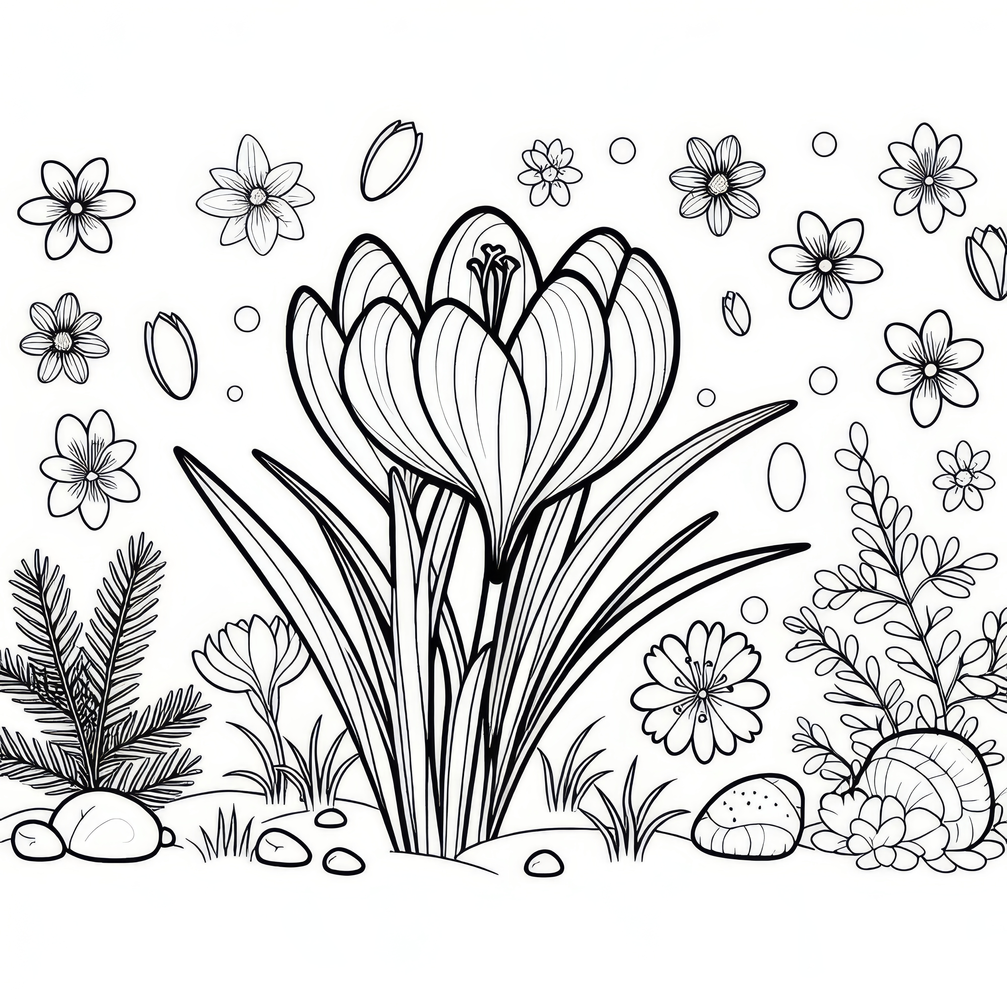 Crocus: spring flower as a coloring picture