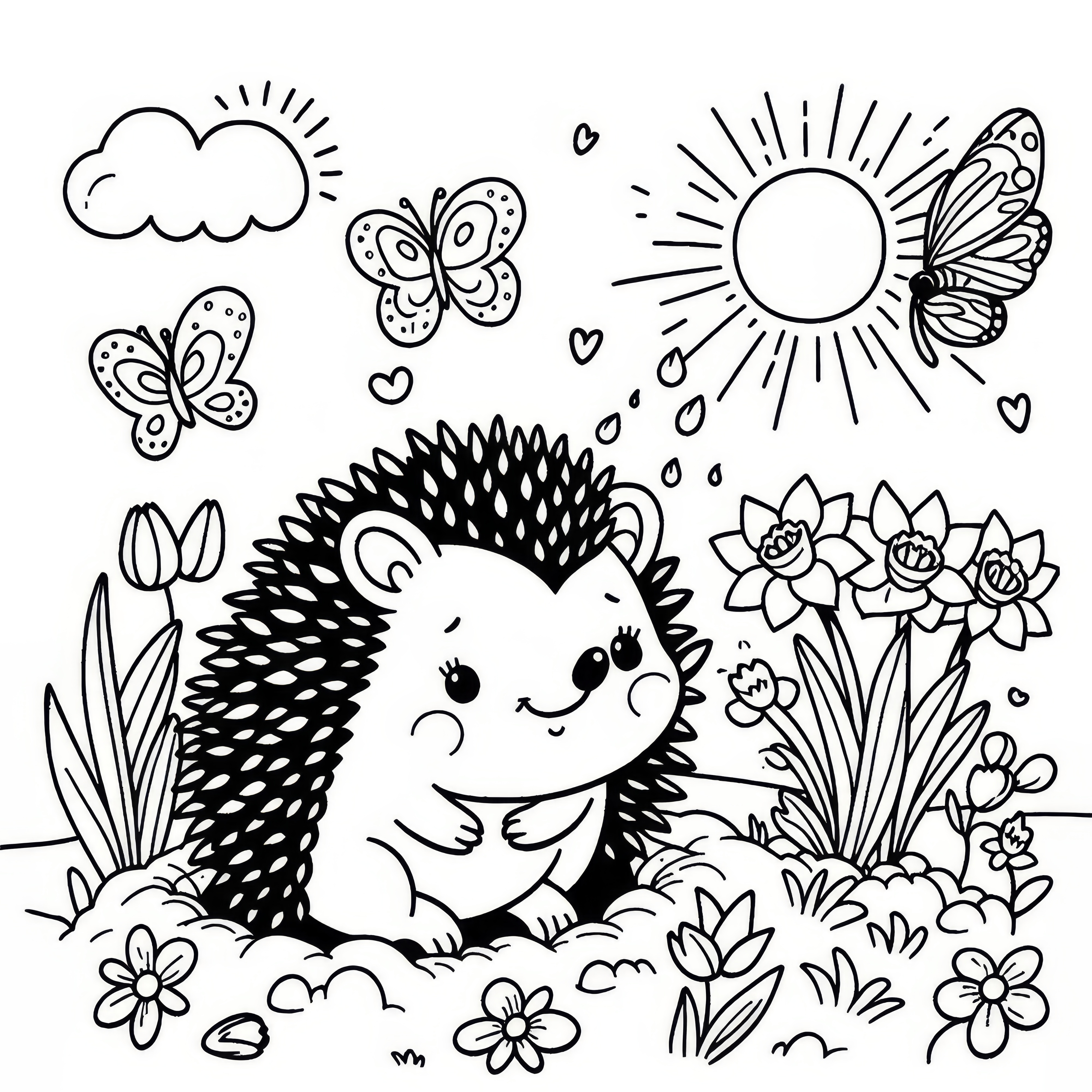 Hérisson sort du sommeil hivernal : coloriage gratuit
