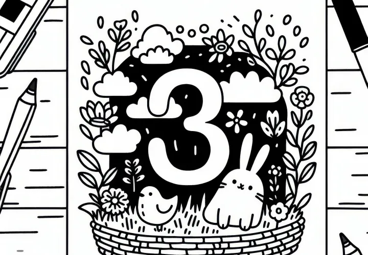 Kalenderblad met maand 3 voor maart om in te kleuren (Gratis)