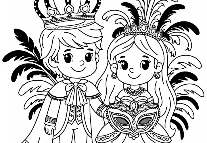 Princ a princezná v tradičnom karnevalovom oblečení Princ a princezná v tradičnom karnevalovom oblečení