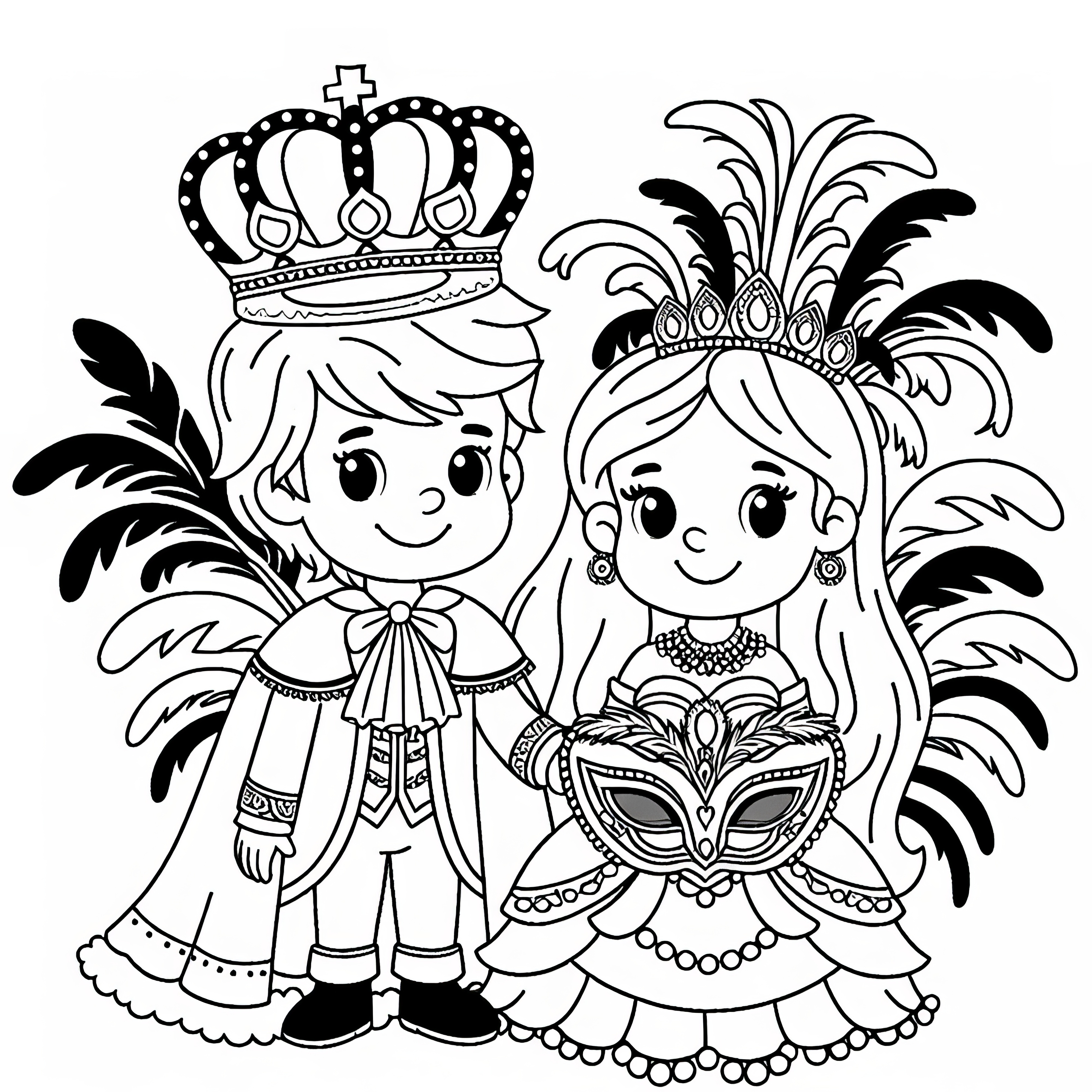 Príncipe y princesa en vestimenta tradicional de carnaval