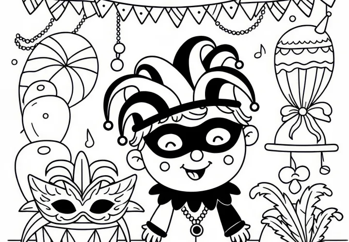 Dieťa oblečené na fašiangy – Omaľovánka Jednoduchá a Zadarmo Dieťa oblečené na fašiangy – Omaľovánka Jednoduchá a Zadarmo