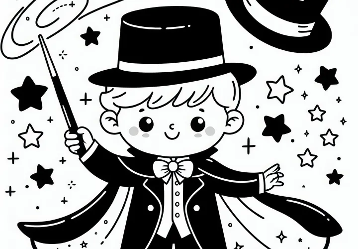 Dieťa oblečené ako čarodejník – jednoduchá a bezplatná maľovanka na fašiangy Dieťa oblečené ako čarodejník – jednoduchá a bezplatná maľovanka na fašiangy