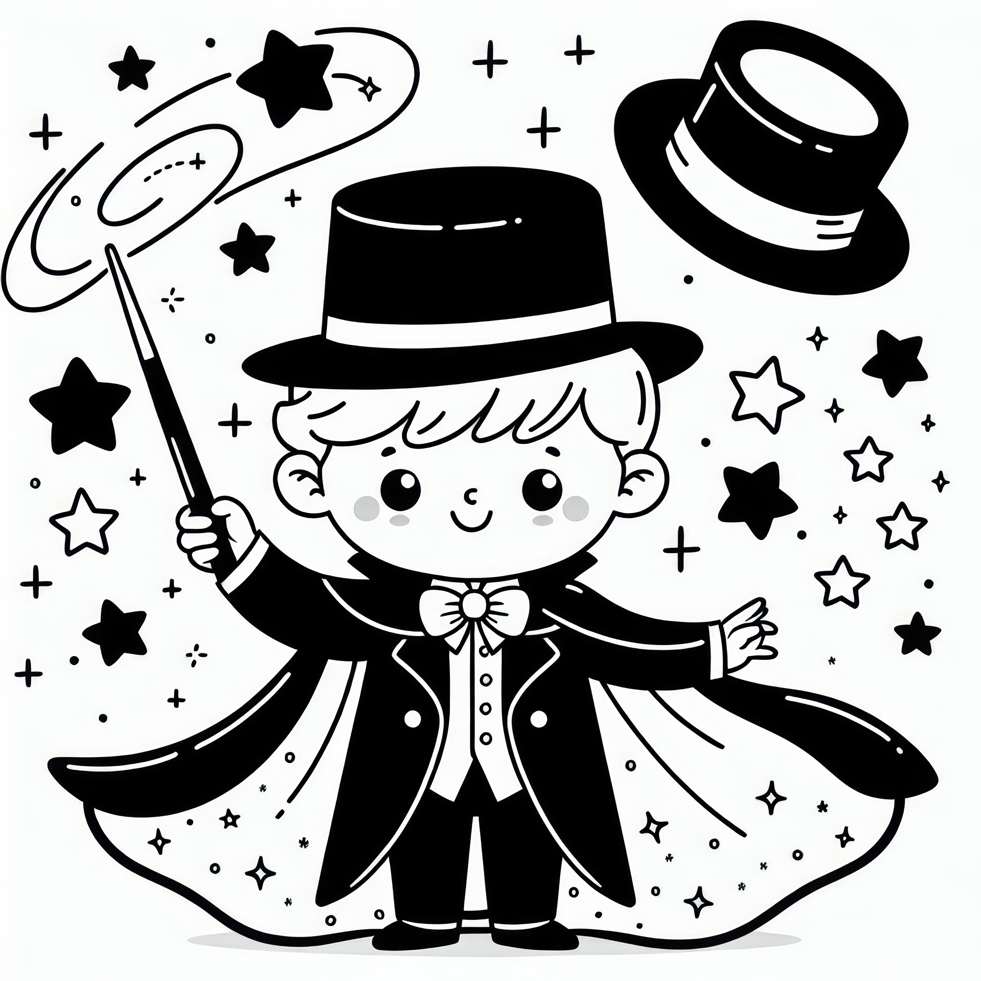 Niño disfrazado de mago - Plantilla para colorear de Carnaval fácil y gratuita