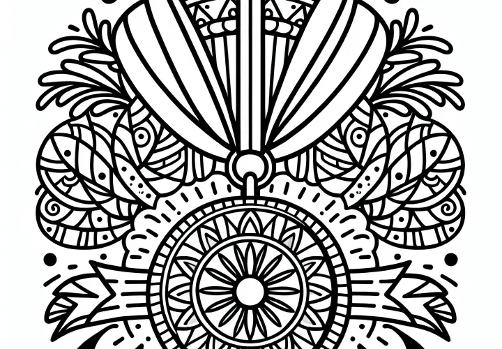 Karnevalové ocenenia s pásmi a ozdobami – jednoduchá bezplatná maľovanka na fašiangy Karnevalové ocenenia s pásmi a ozdobami – jednoduchá bezplatná maľovanka na fašiangy