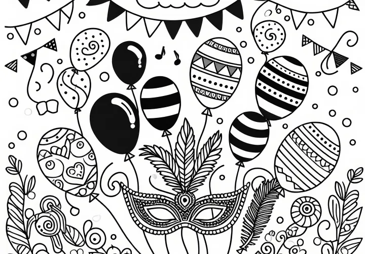 Balóniky Fasching omaľovánka Jednoduché Zadarmo Balóniky Fasching omaľovánka Jednoduché Zadarmo