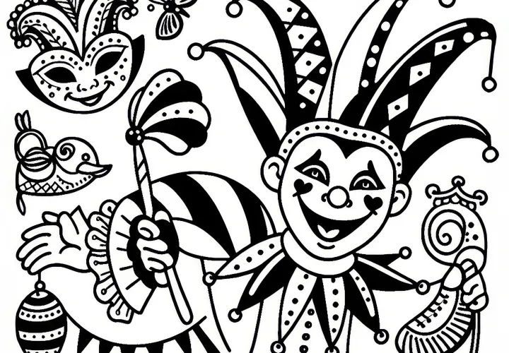 Harlekýn Fašiangy vymaľovanka - Jednoducho a Zadarmo Harlekýn Fašiangy vymaľovanka - Jednoducho a Zadarmo