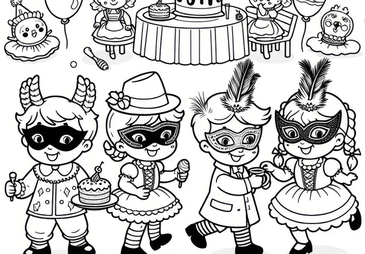 Zábavná fašiangová detská párty ako omaľovánka Zábavná fašiangová detská párty ako omaľovánka