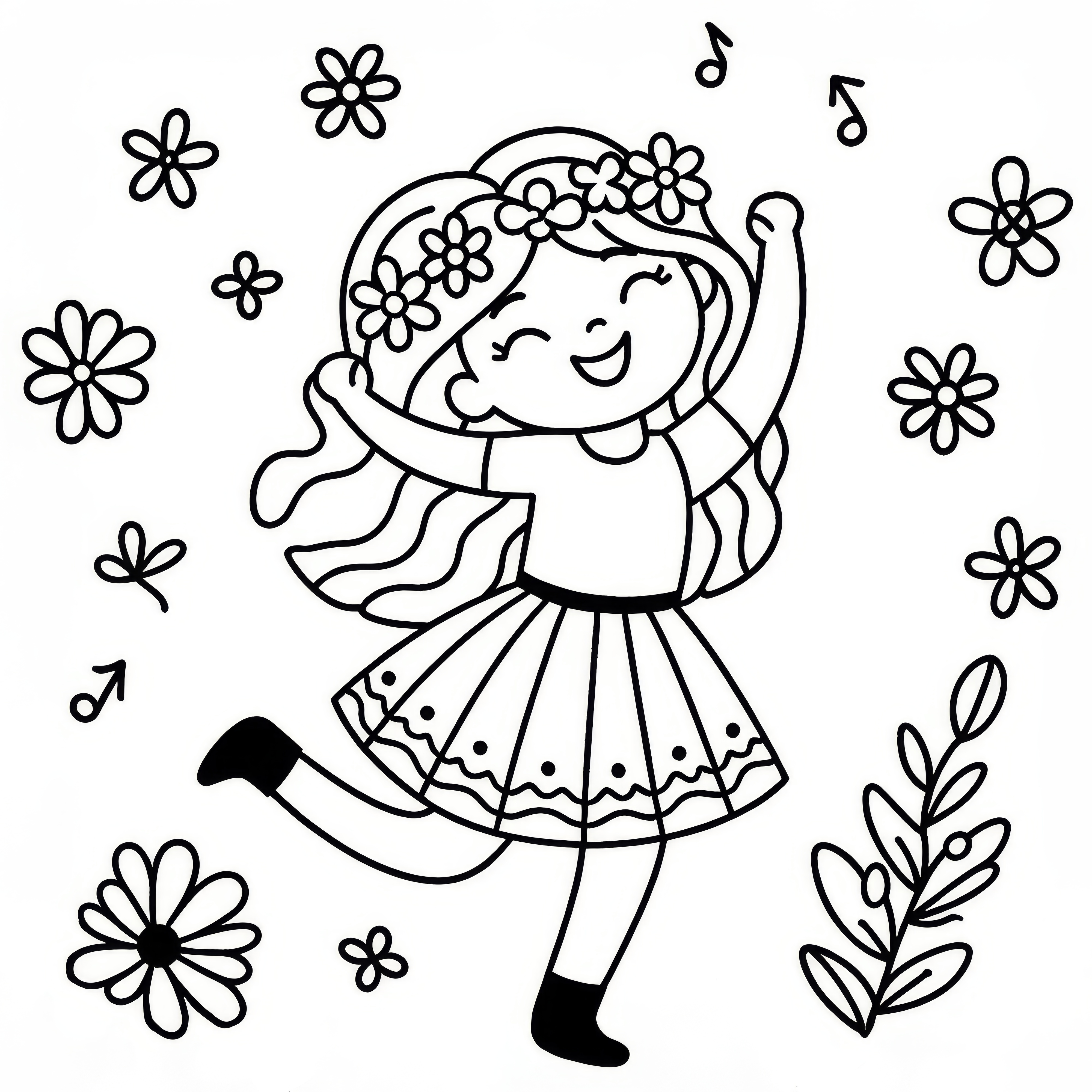 여성이 춤을 추며 기쁨을 발산합니다: 여성의 날을 위한 색칠 페이지 (무료)