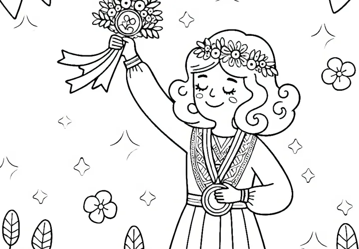 Kvinde, der fejrer sin succes med en medalje i hånden (Gratis)