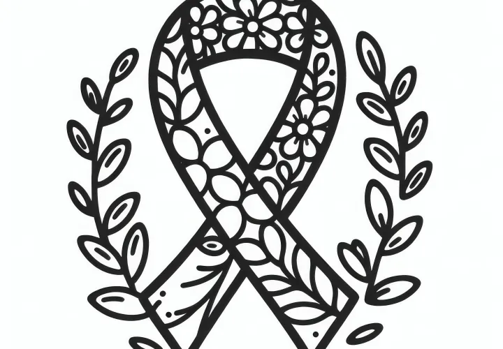 Sløjfe dekoreret med blomstermønstre: Kvindedag farvelægningsside (Gratis)