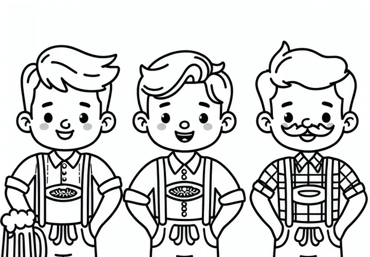 Férfiak bőrnadrágban: Kifestő a Oktoberfesthez (Ingyenes)