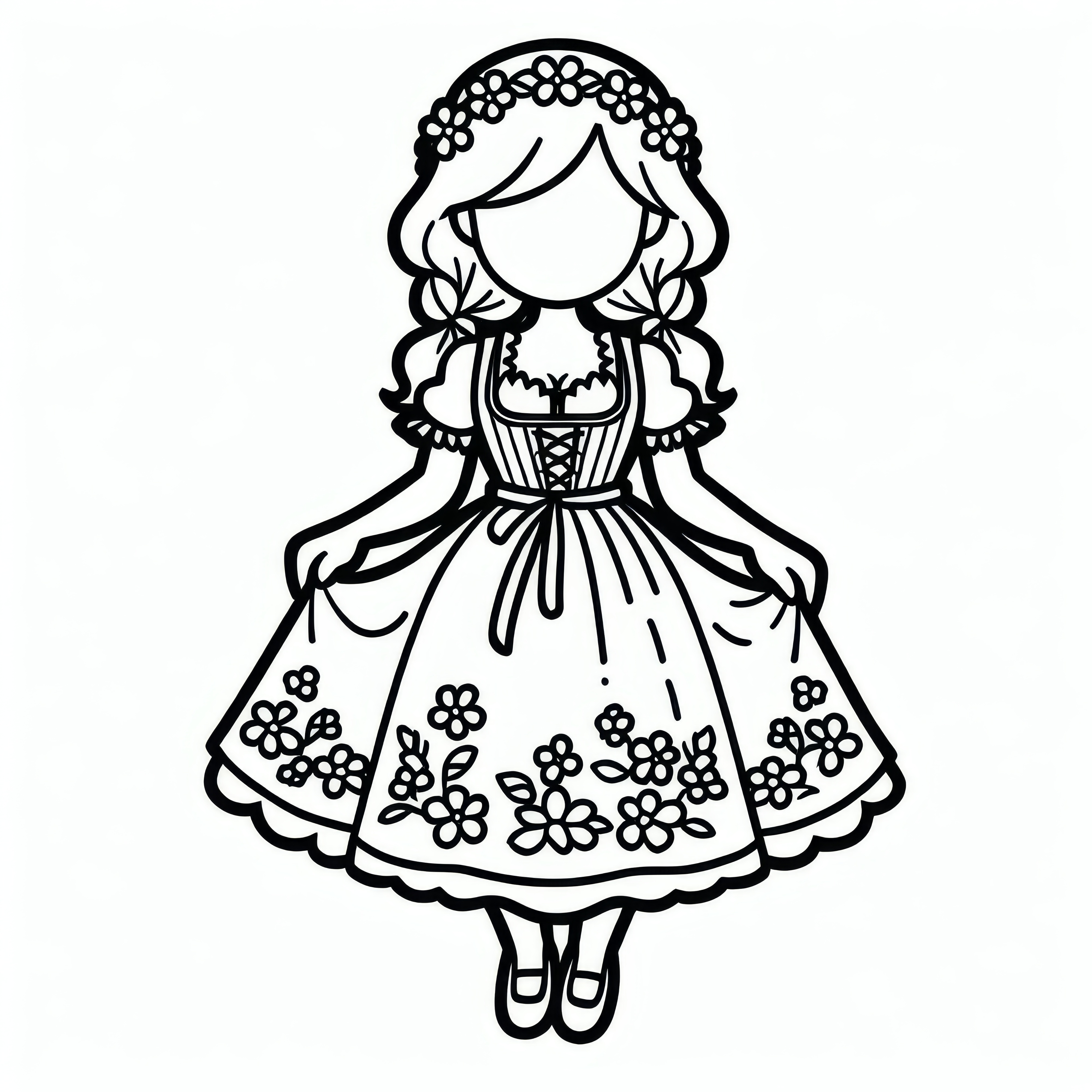 Woman in dirndl: Simple Oktoberfest coloring page (Free)