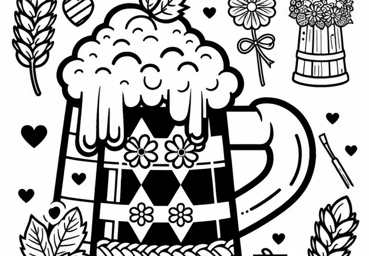 Söröskorsó az Oktoberfestre: Egyszerű színező kép (Ingyenes)