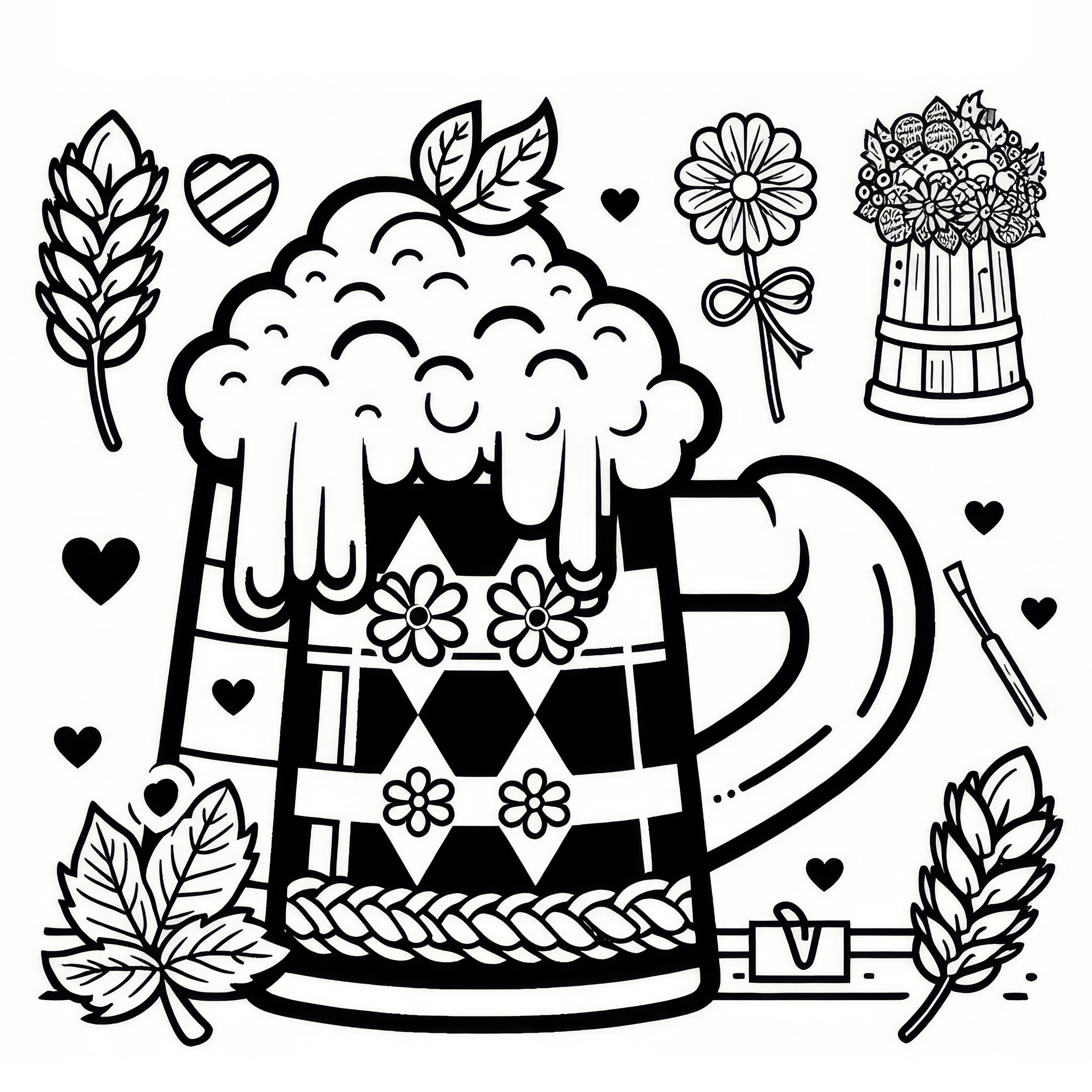 Pohár na pivo k Oktoberfestu: Jednoduchý obrázek k vybarvení (Zdarma)