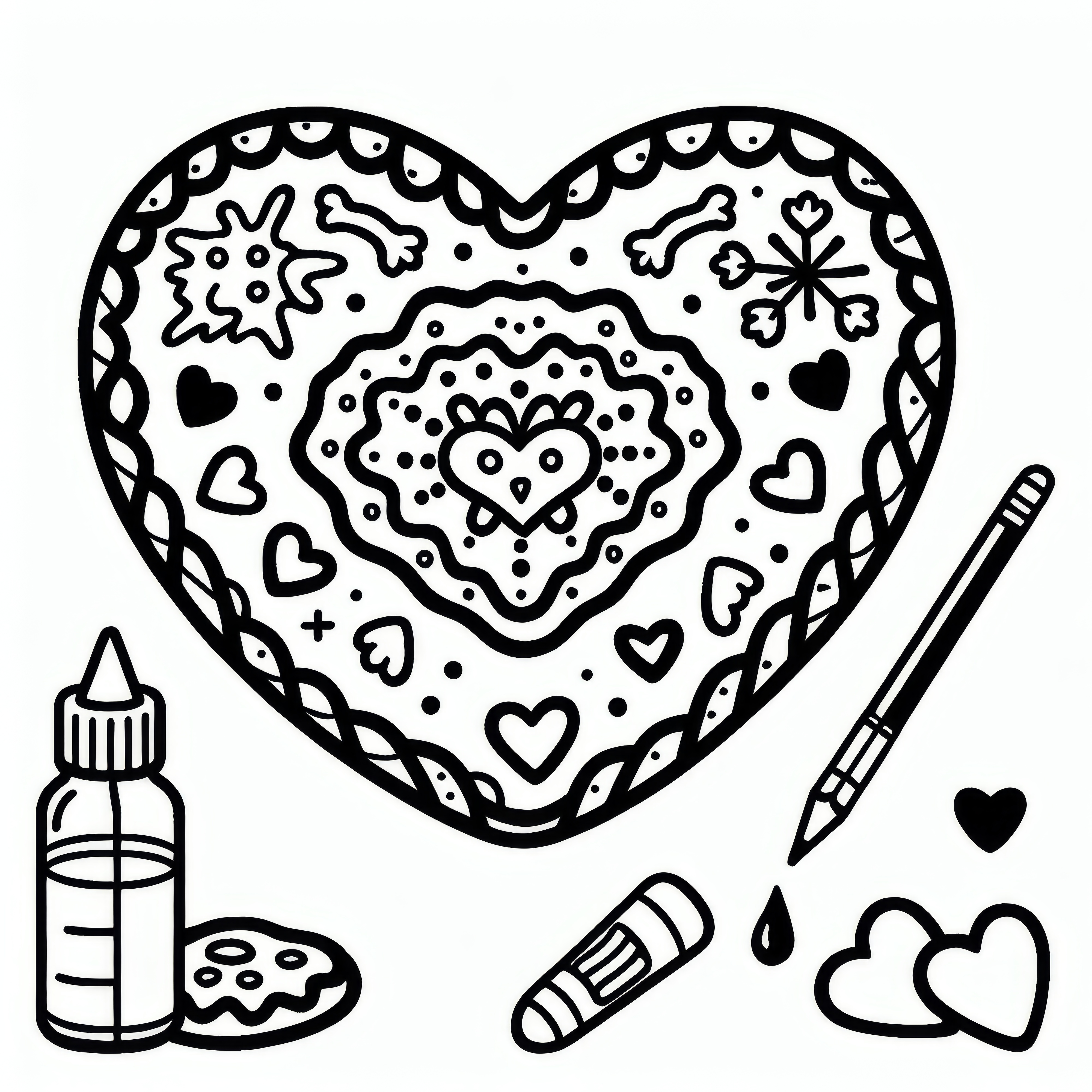 Gingerbread heart for Oktoberfest: Simple coloring template for download (Free)