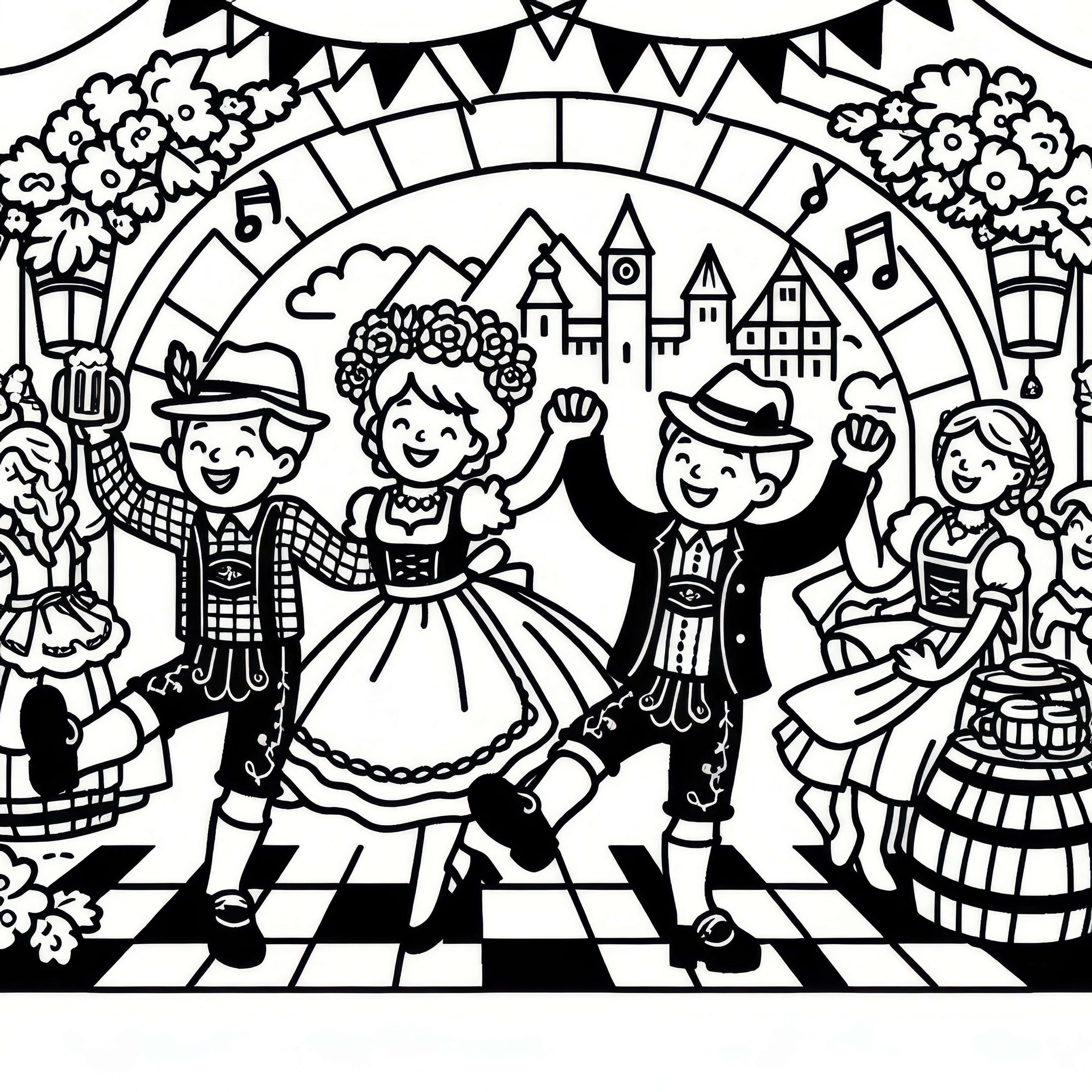Shoe slapping at the Oktoberfest: Simple coloring page (Free)