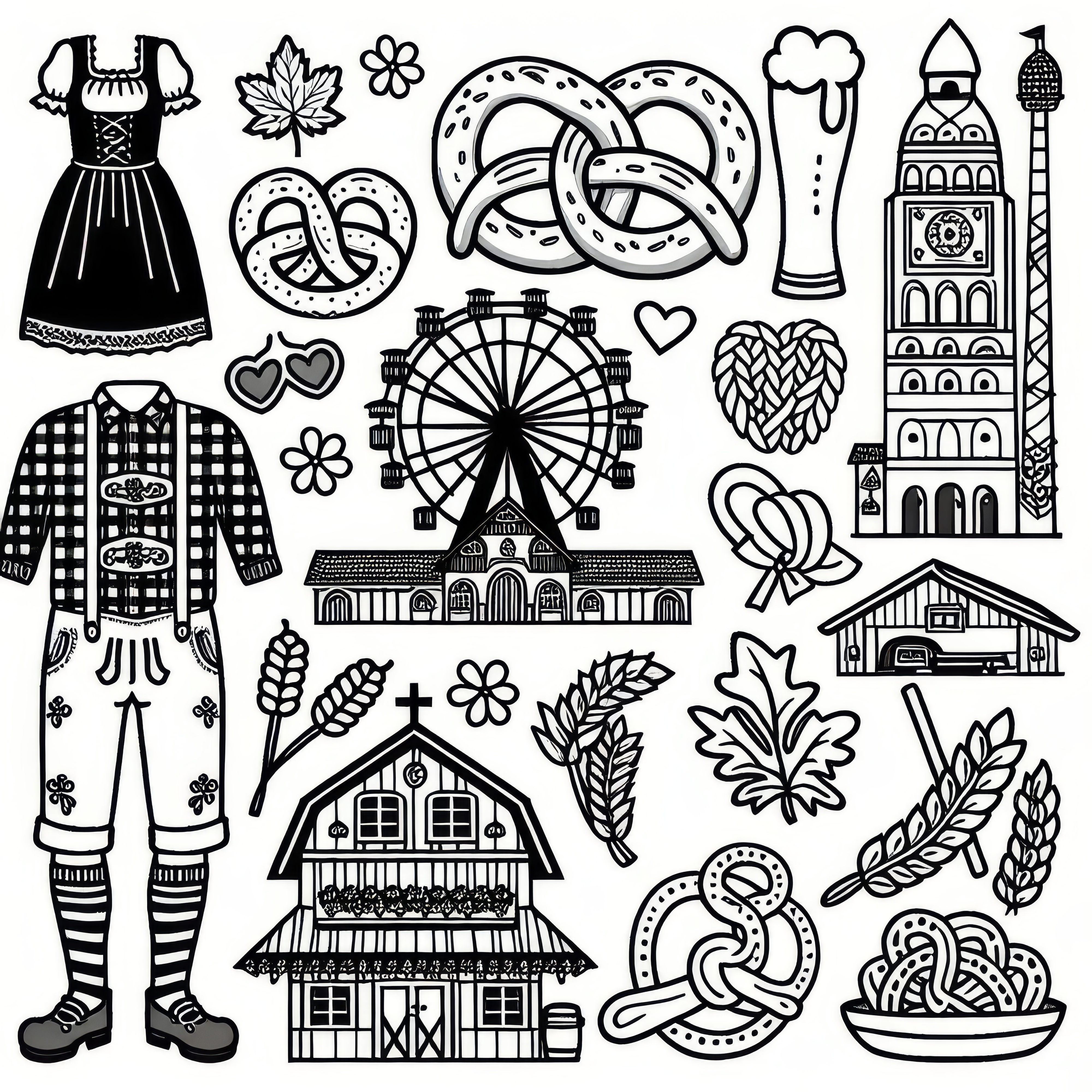 Simple Oktoberfest coloring page for download (Free)