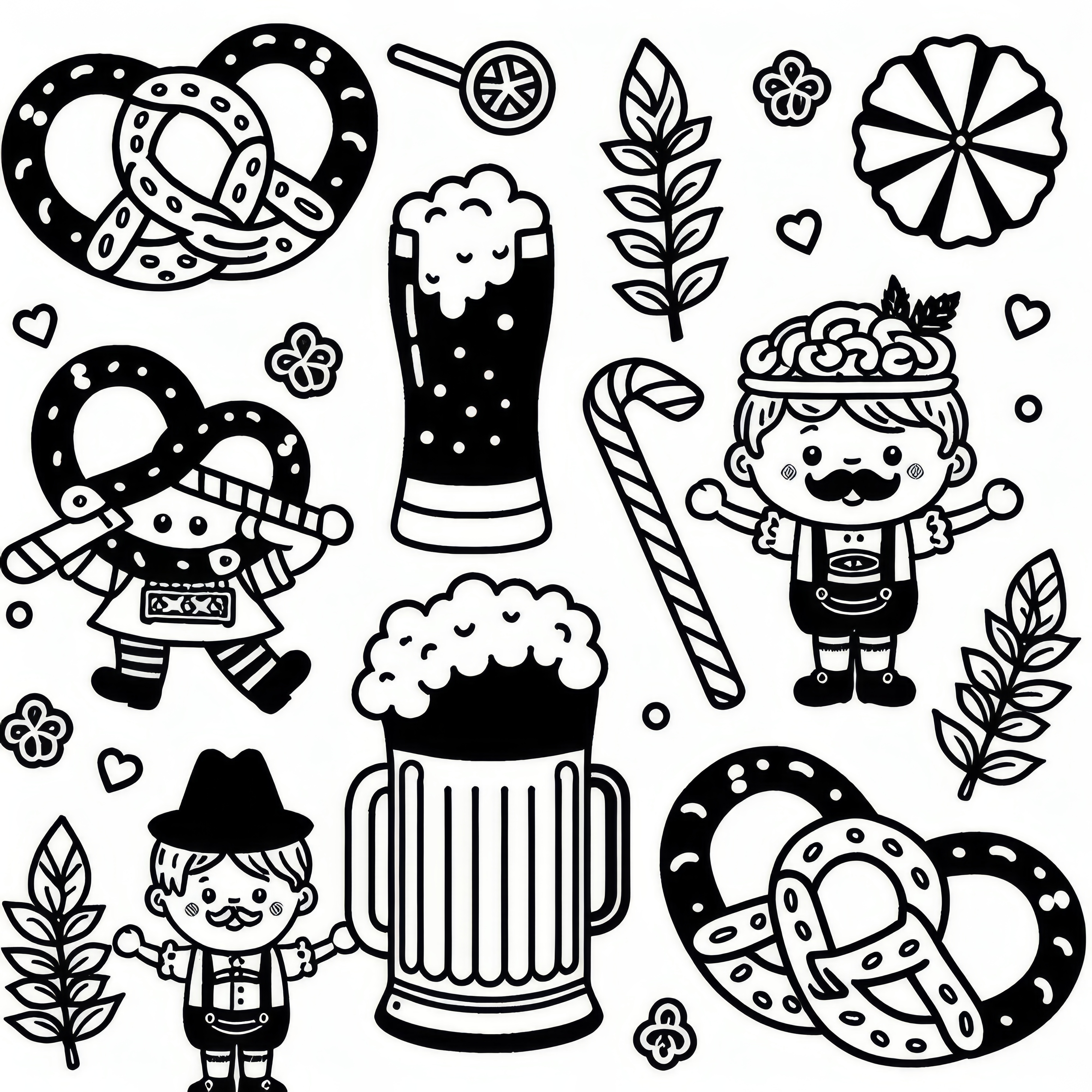 Pretzels for Oktoberfest: Simple coloring page to download (Free)