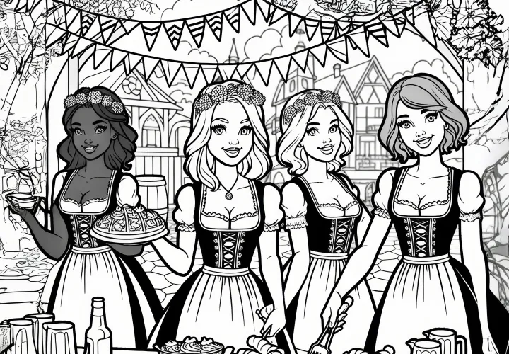 Nők dirndl-ben ételeket szolgálnak fel az Oktoberfesten (Gratis)