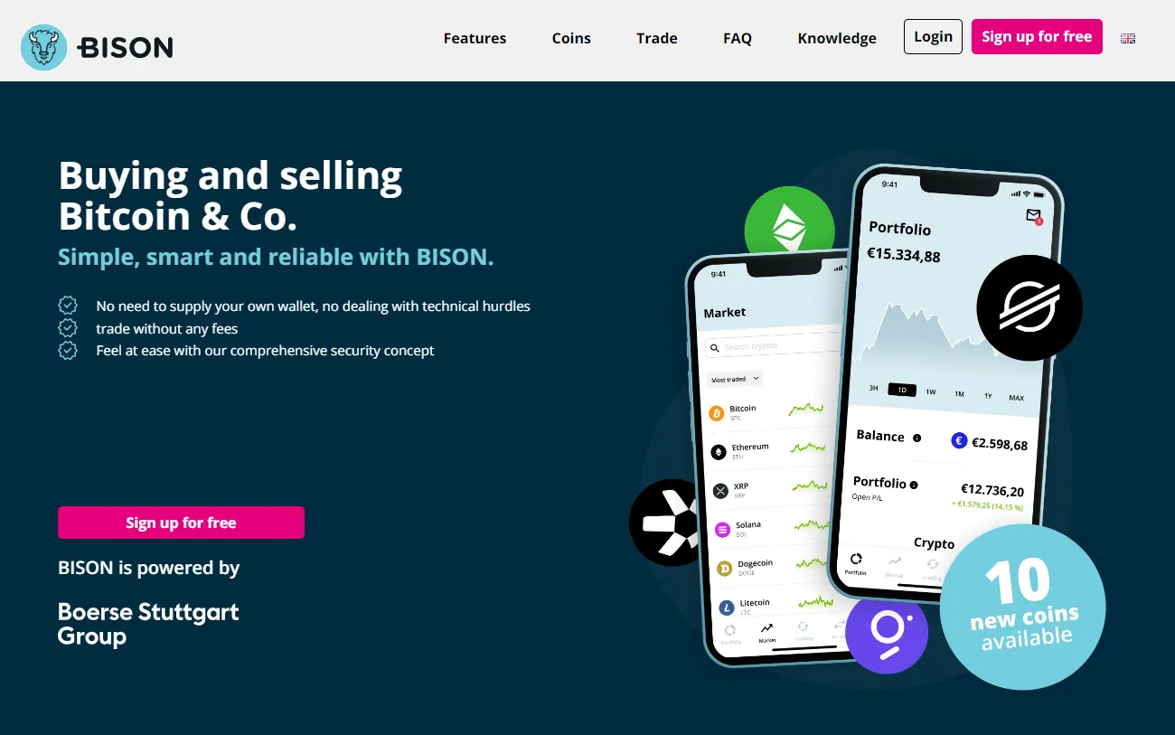 BISON App zum Traden von Kryptowährungen