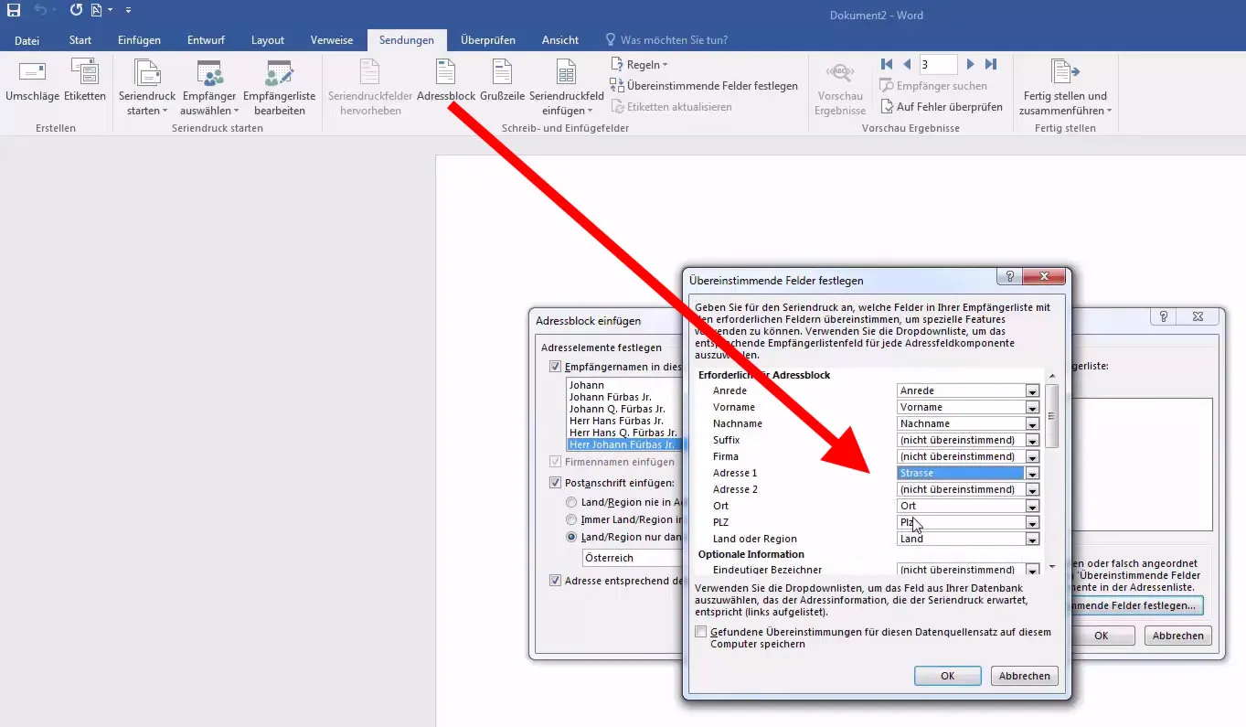 Serienbrief in Word erstellen - Adressblock einfügen