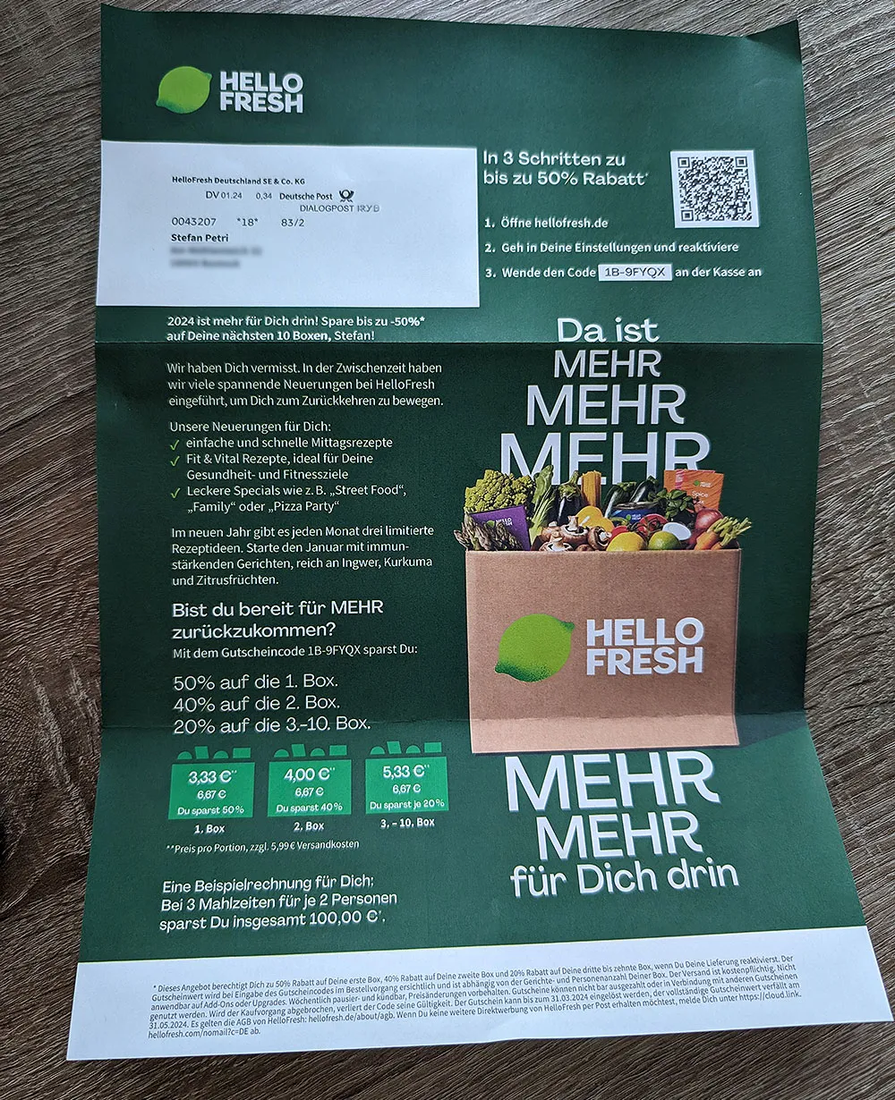 Serienbrief in Word erstellen - Hello Fresh Beispiel