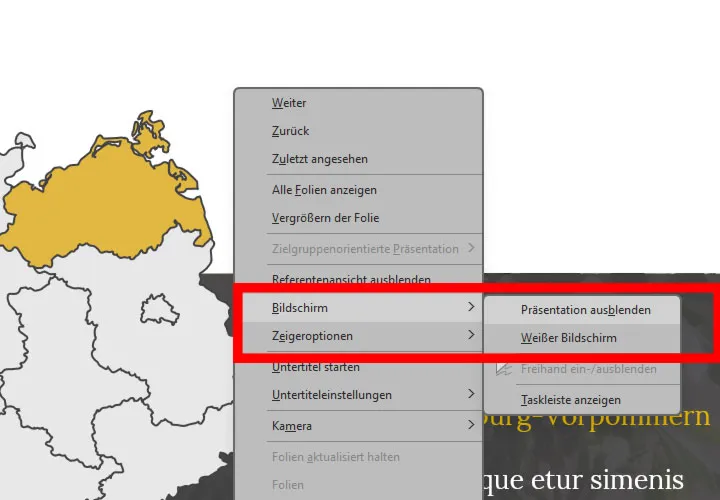 PowerPoint-Folien per Tastendruck während der Präsentation ausblenden