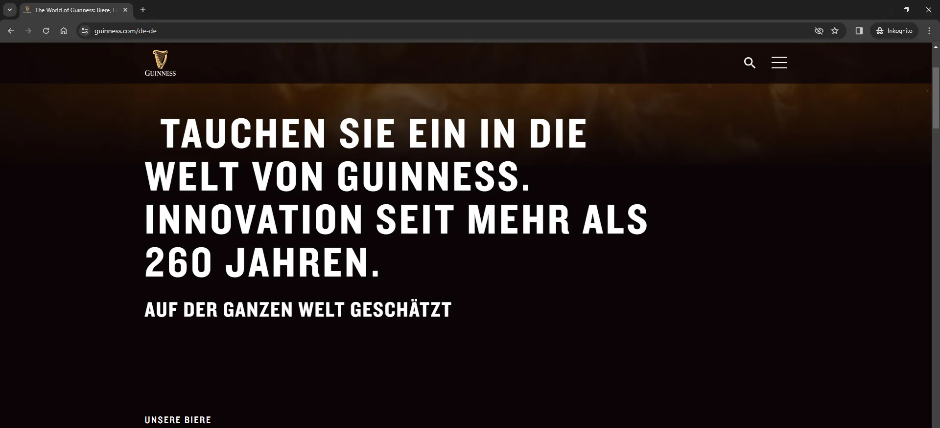 Guinnessi logi töölaua vaates kerimisel