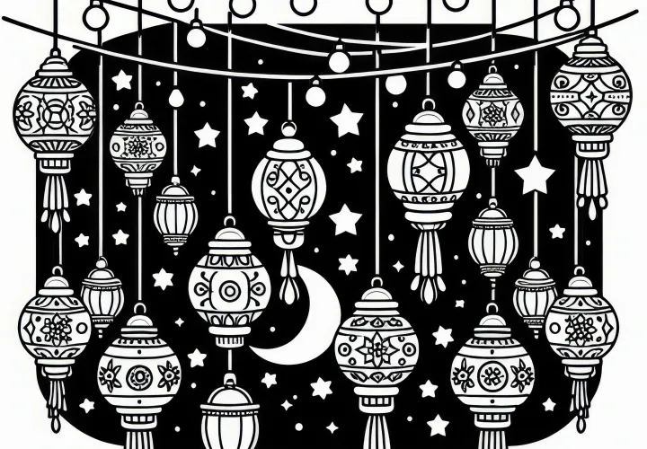Lampionok a Márton-napra: Egyszerű színezőlap (Ingyenes)